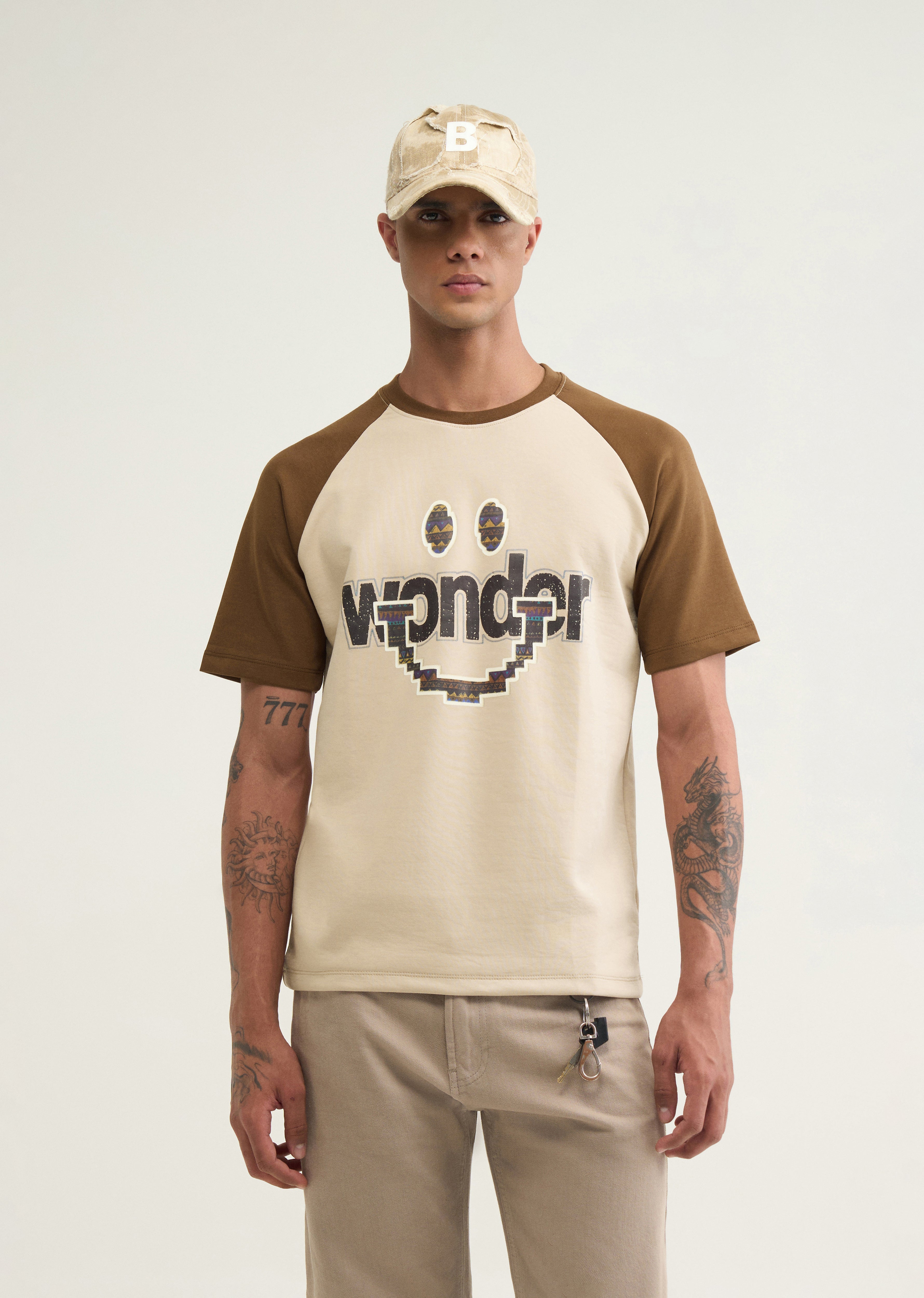 Muted Beige Graphic Printed T-shirt