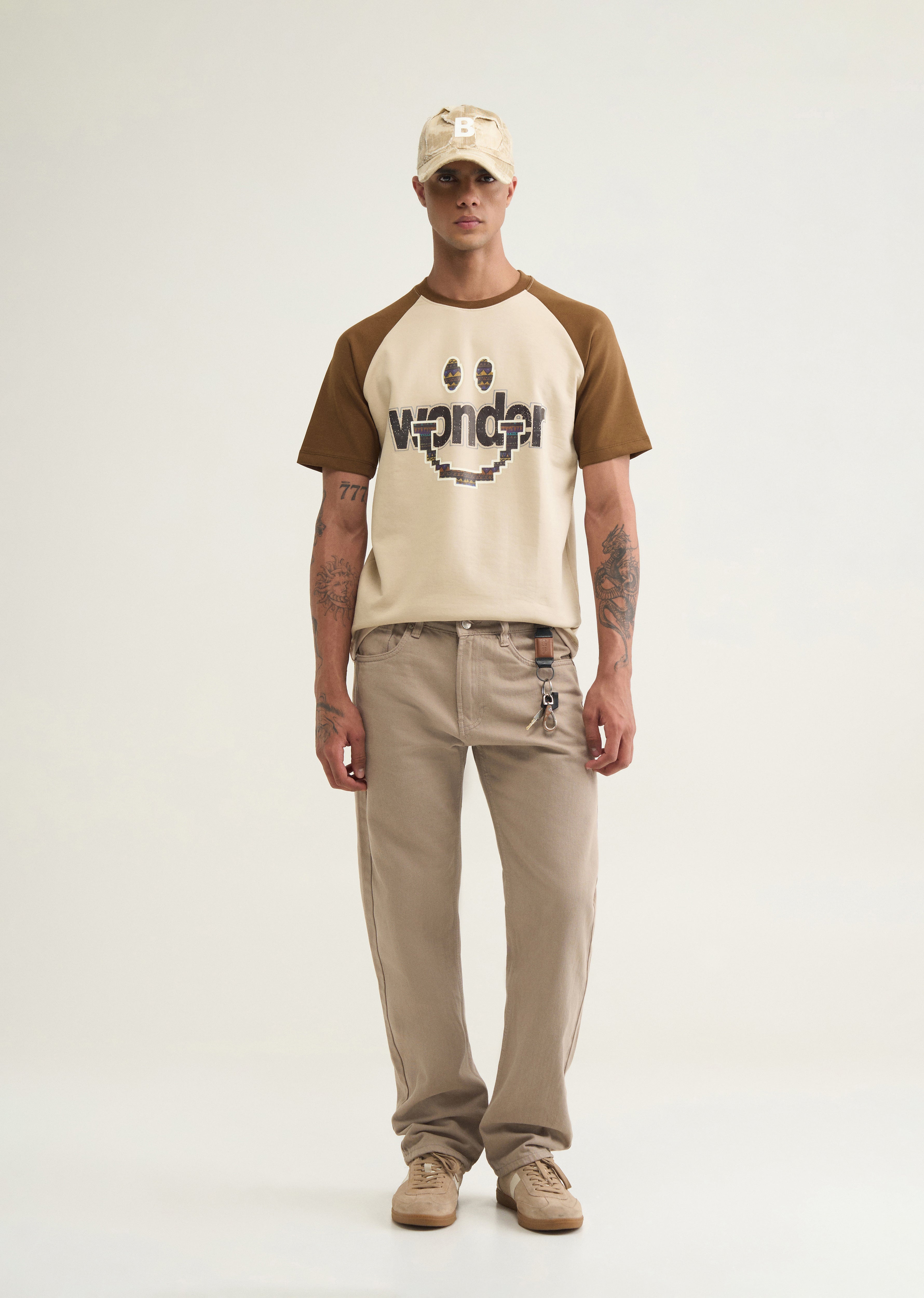 Muted Beige Graphic Printed T-shirt