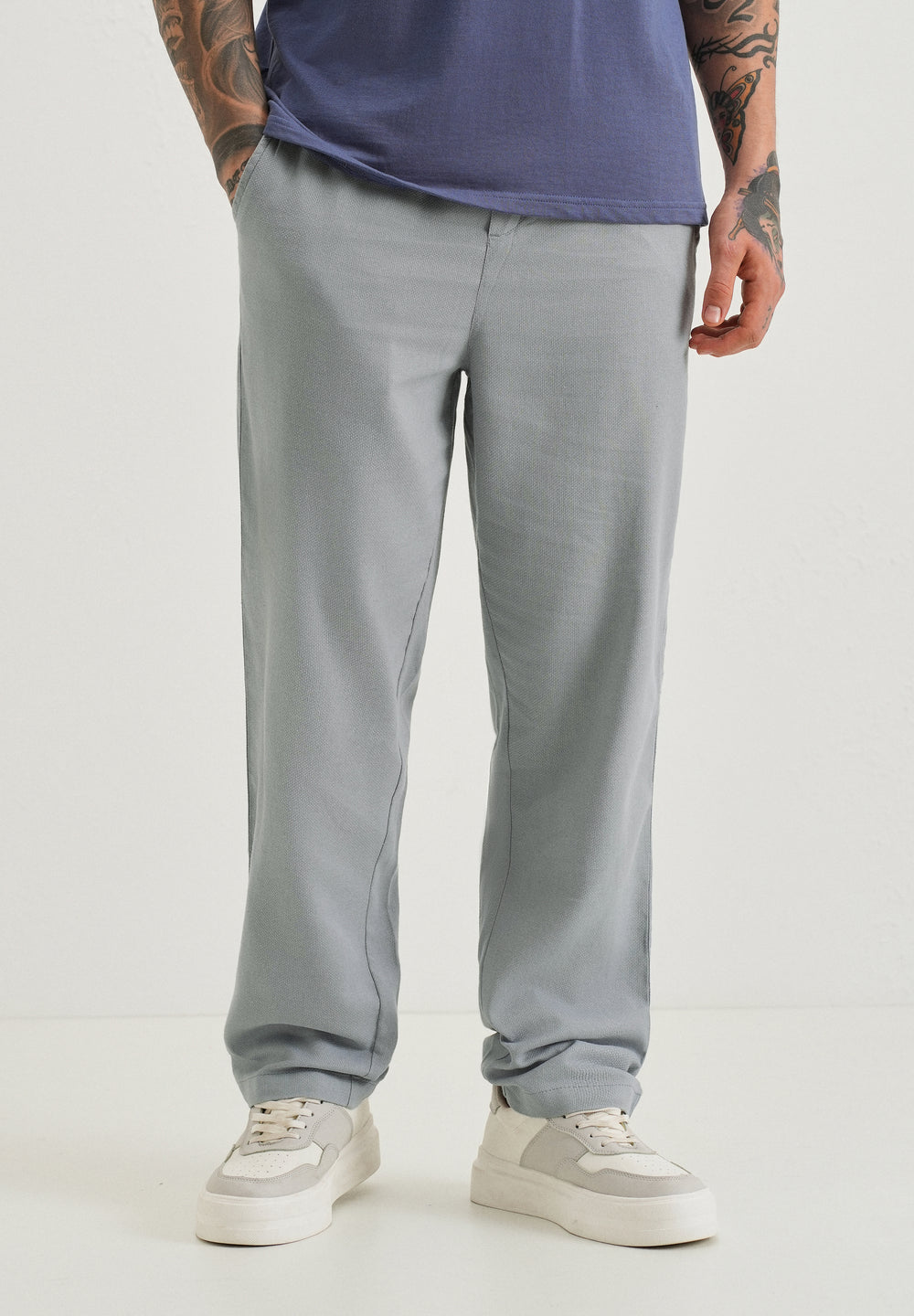 Mystic Blue Textured Pants