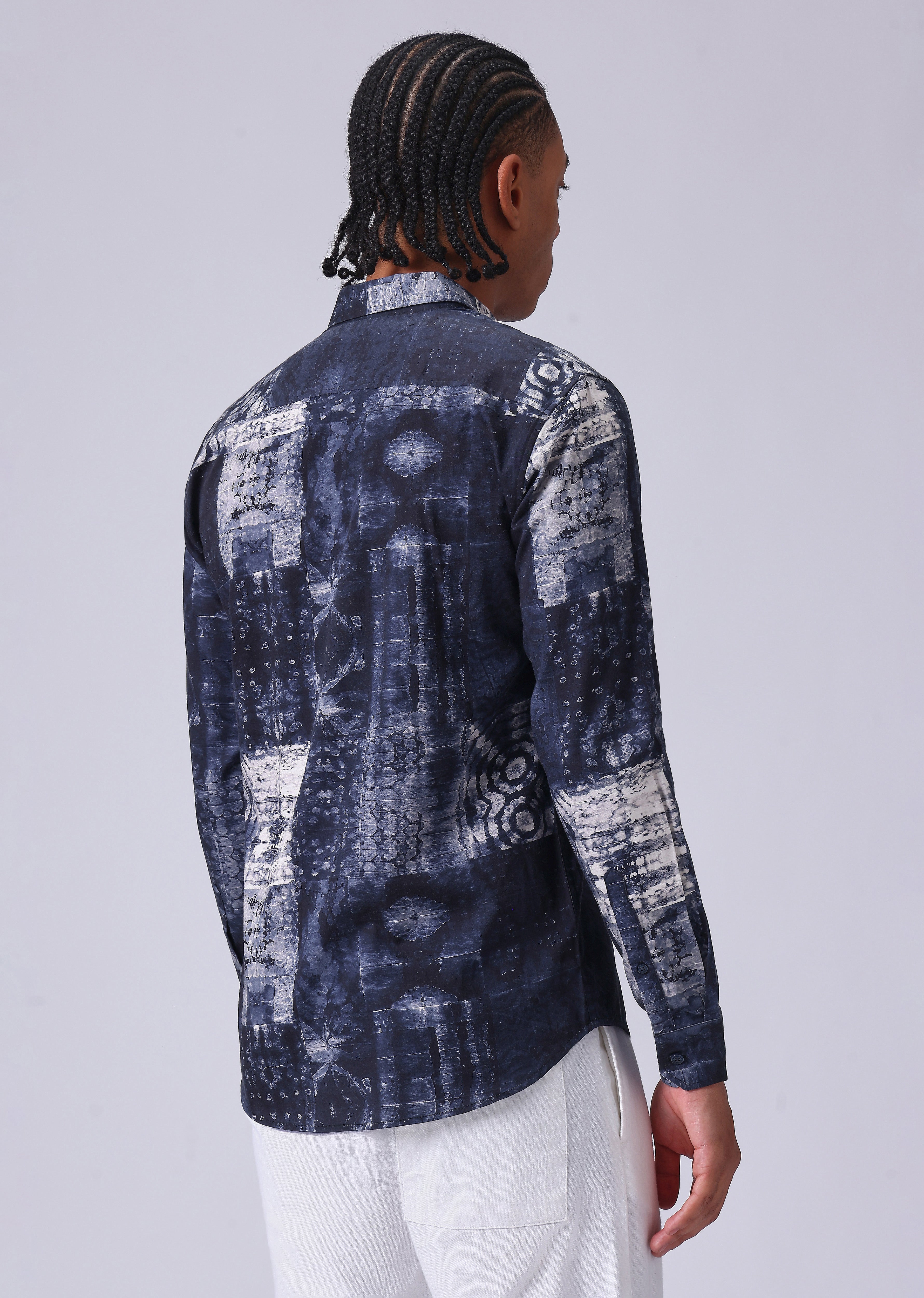 Navy Blue Abstract Print Shirt