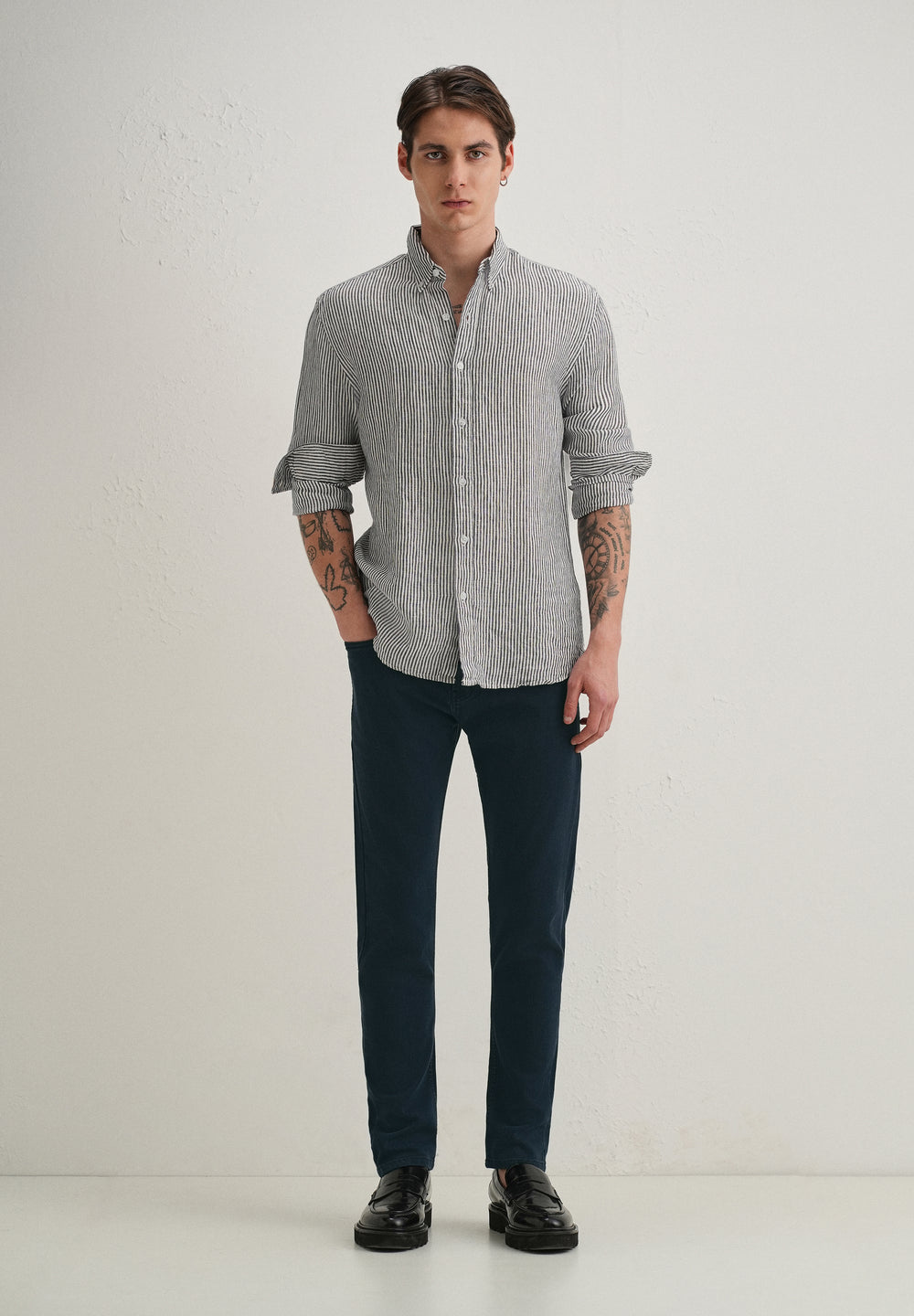 Navy Blue Ankle Slim Fit Denim