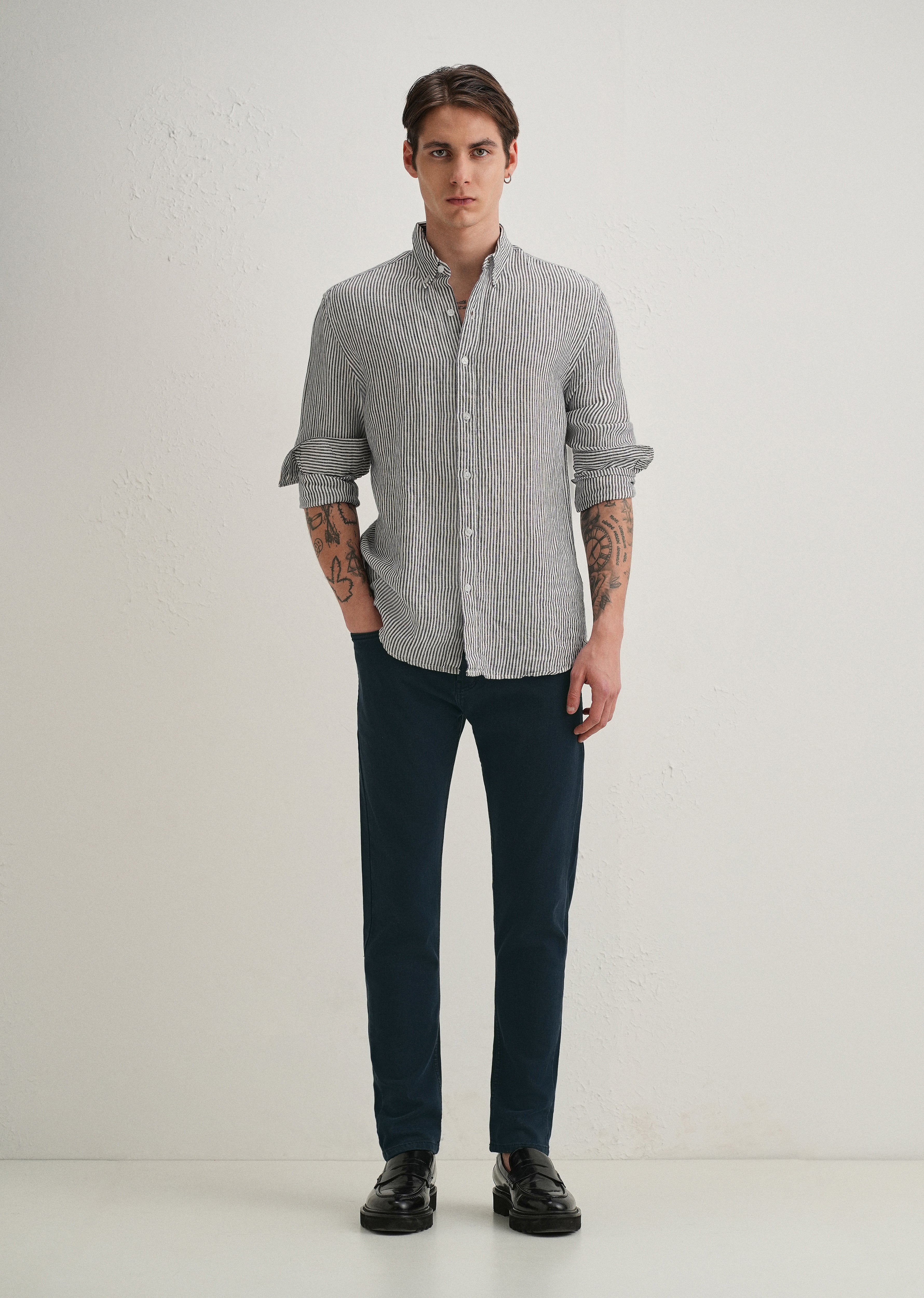 Navy Blue Ankle Slim Fit Denim