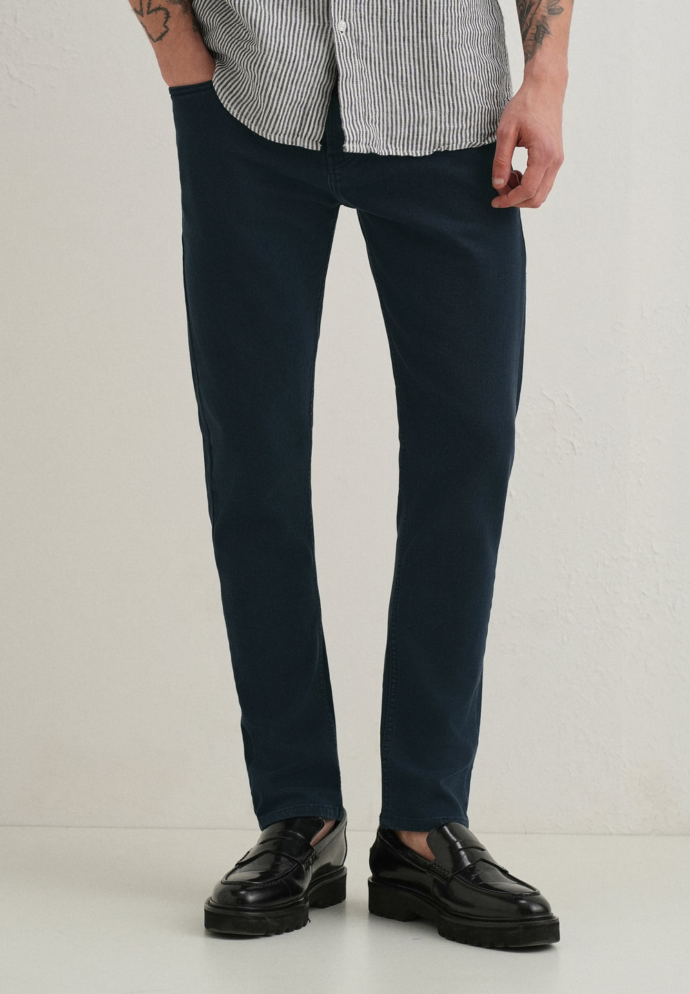 Navy Blue Ankle Slim Fit Denim
