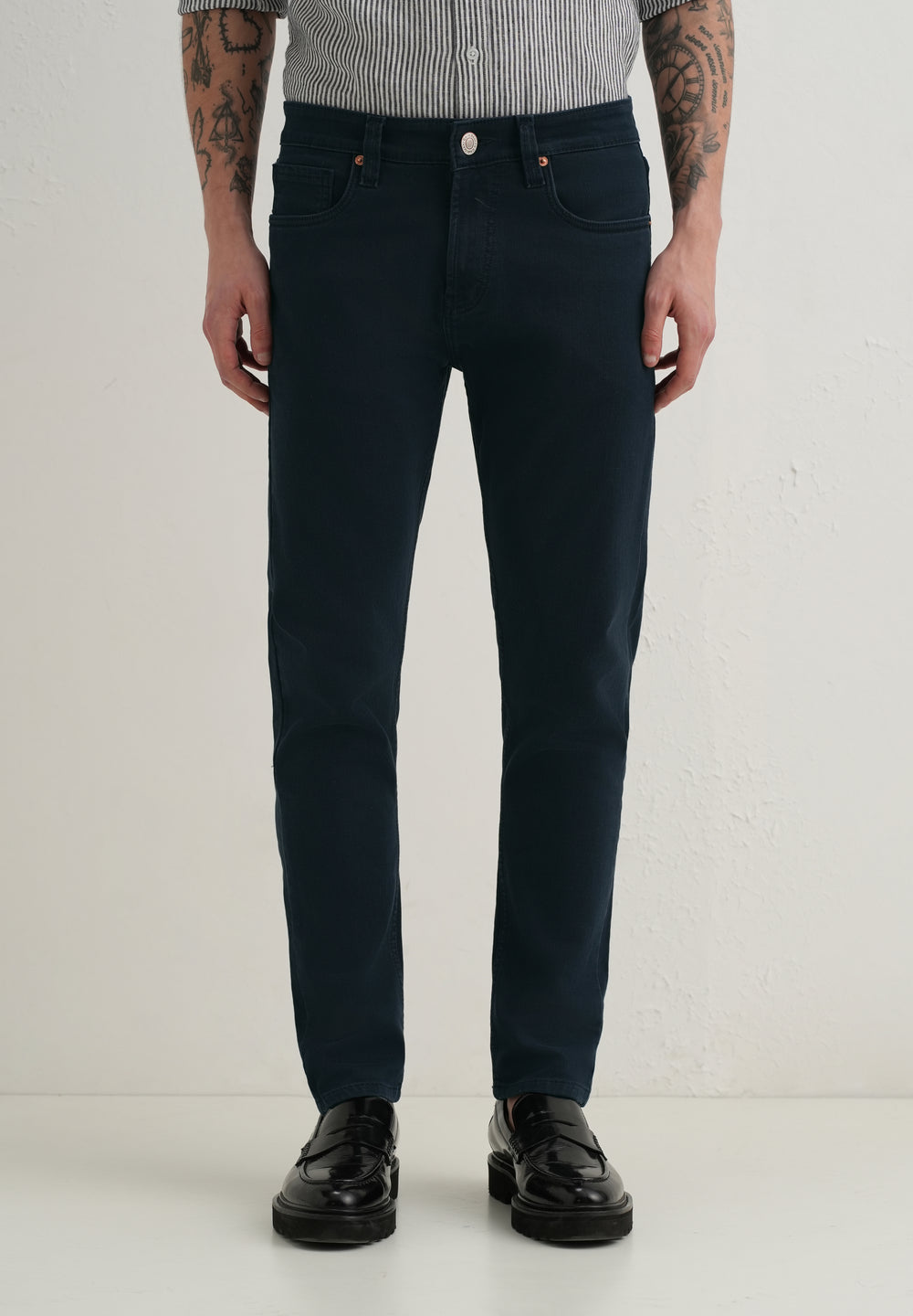 Navy Blue Ankle Slim Fit Denim