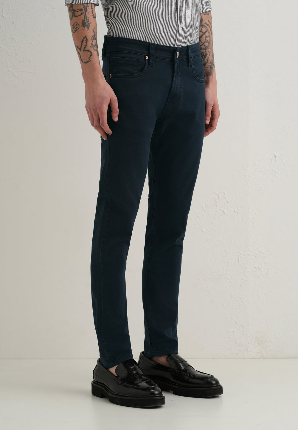 Navy Blue Ankle Slim Fit Denim