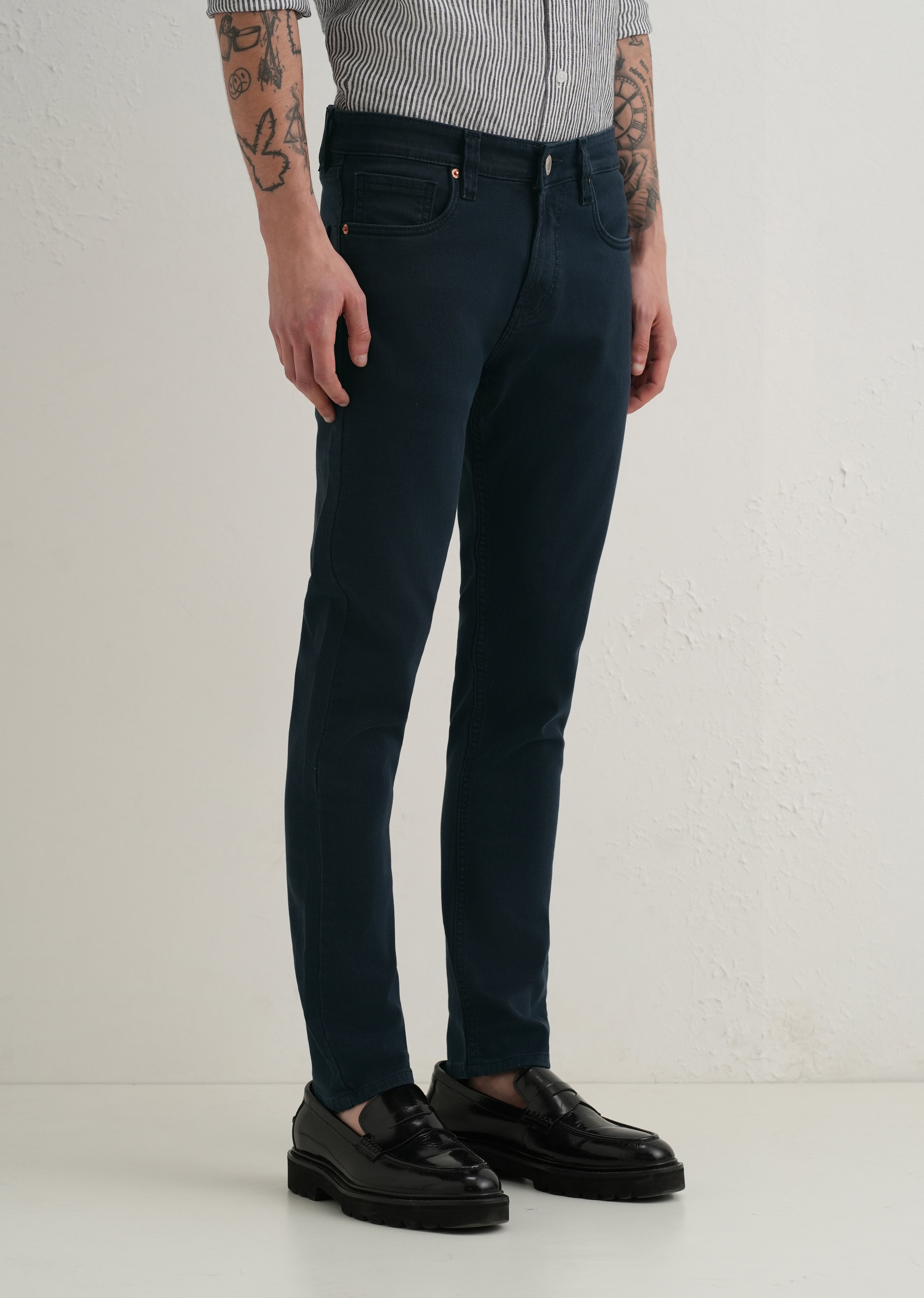 Navy Blue Ankle Slim Fit Denim