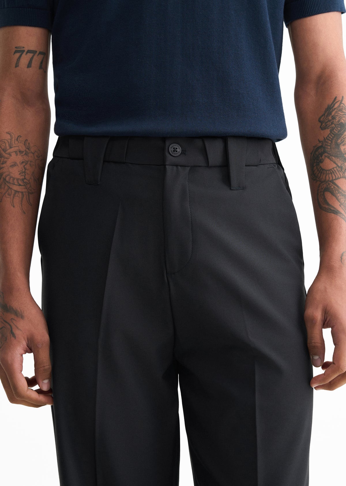 Navy Blue Back Elastic Relaxed Fit Trouser