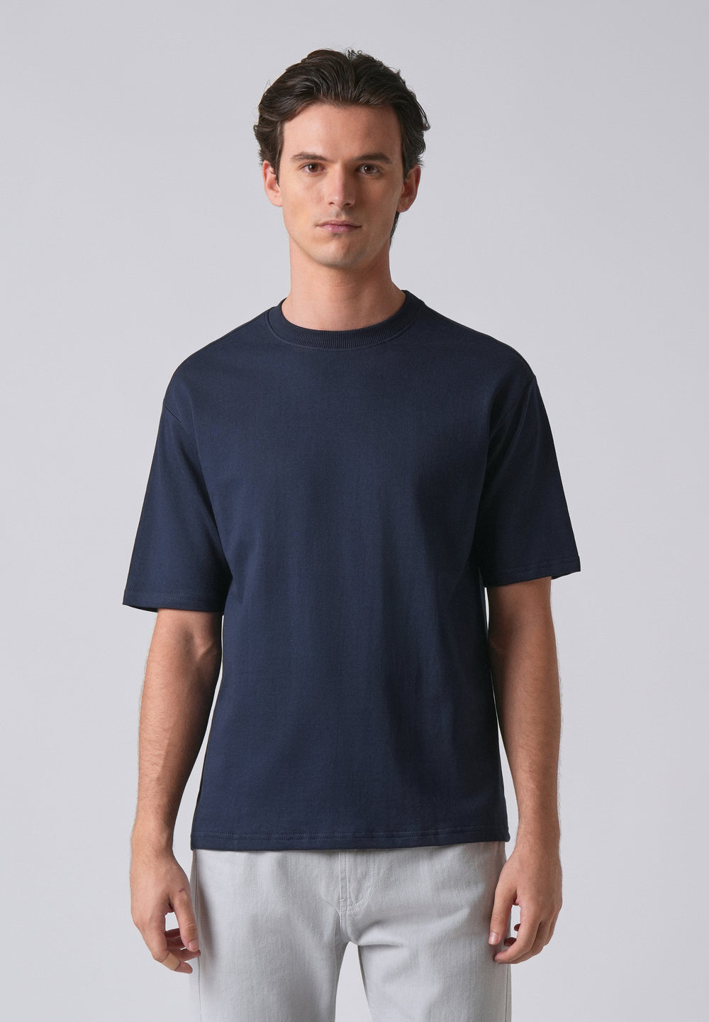 Navy Blue Basic Relaxed Fit T-shirt