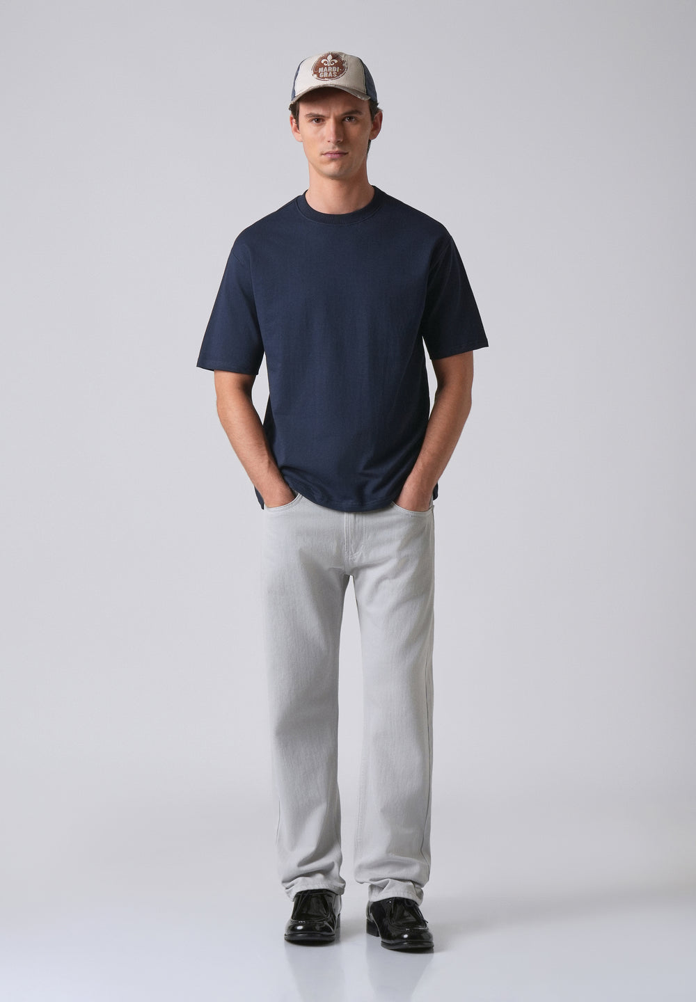Navy Blue Basic Relaxed Fit T-shirt