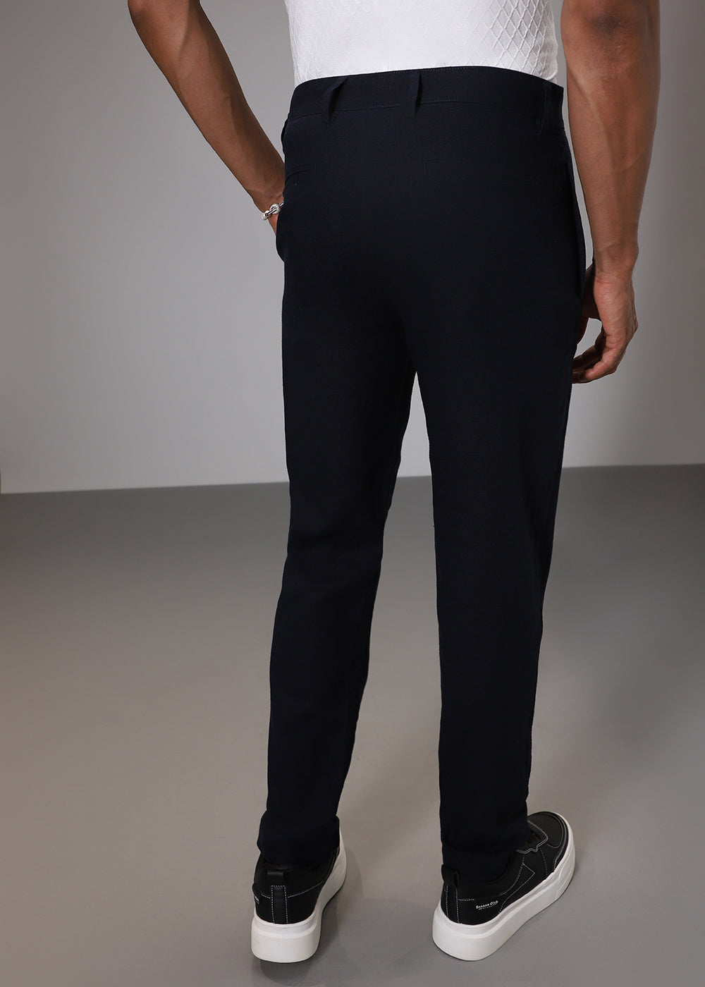 Navy Blue Comfort Fit Linen Pant