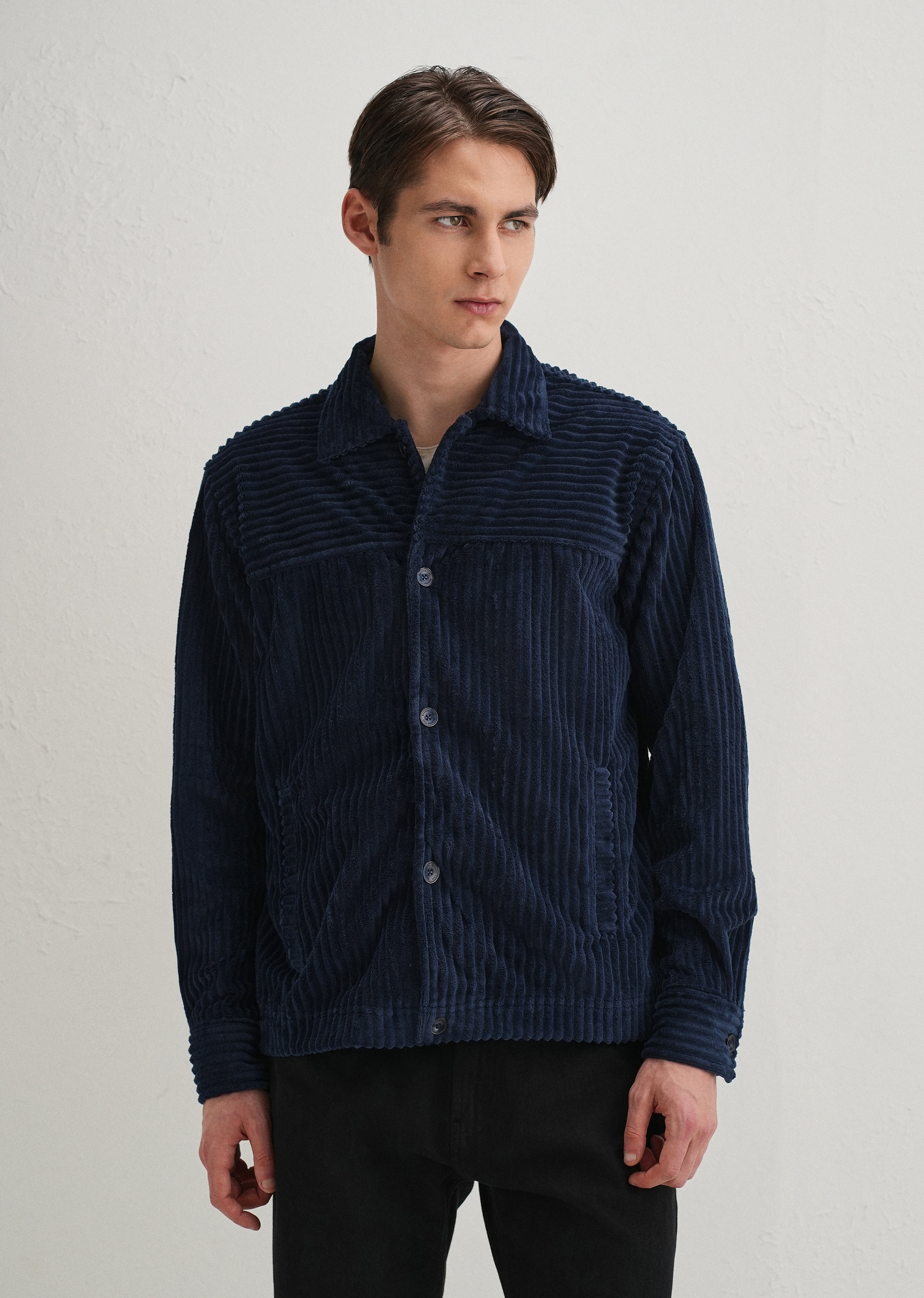 Navy Blue Corduroy Shacket