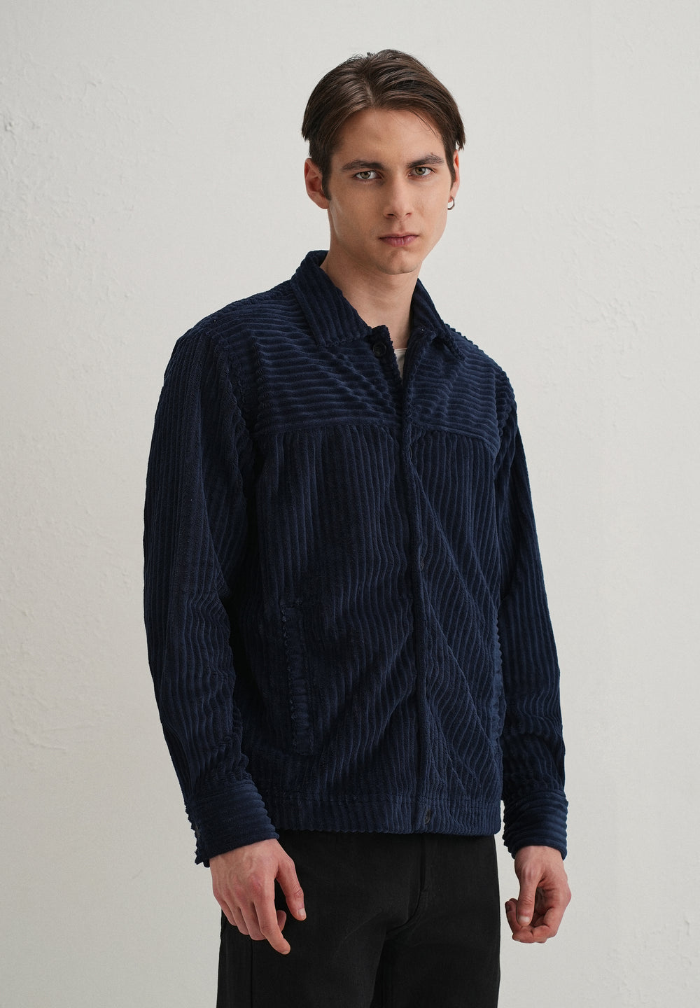 Navy Blue Corduroy Shacket