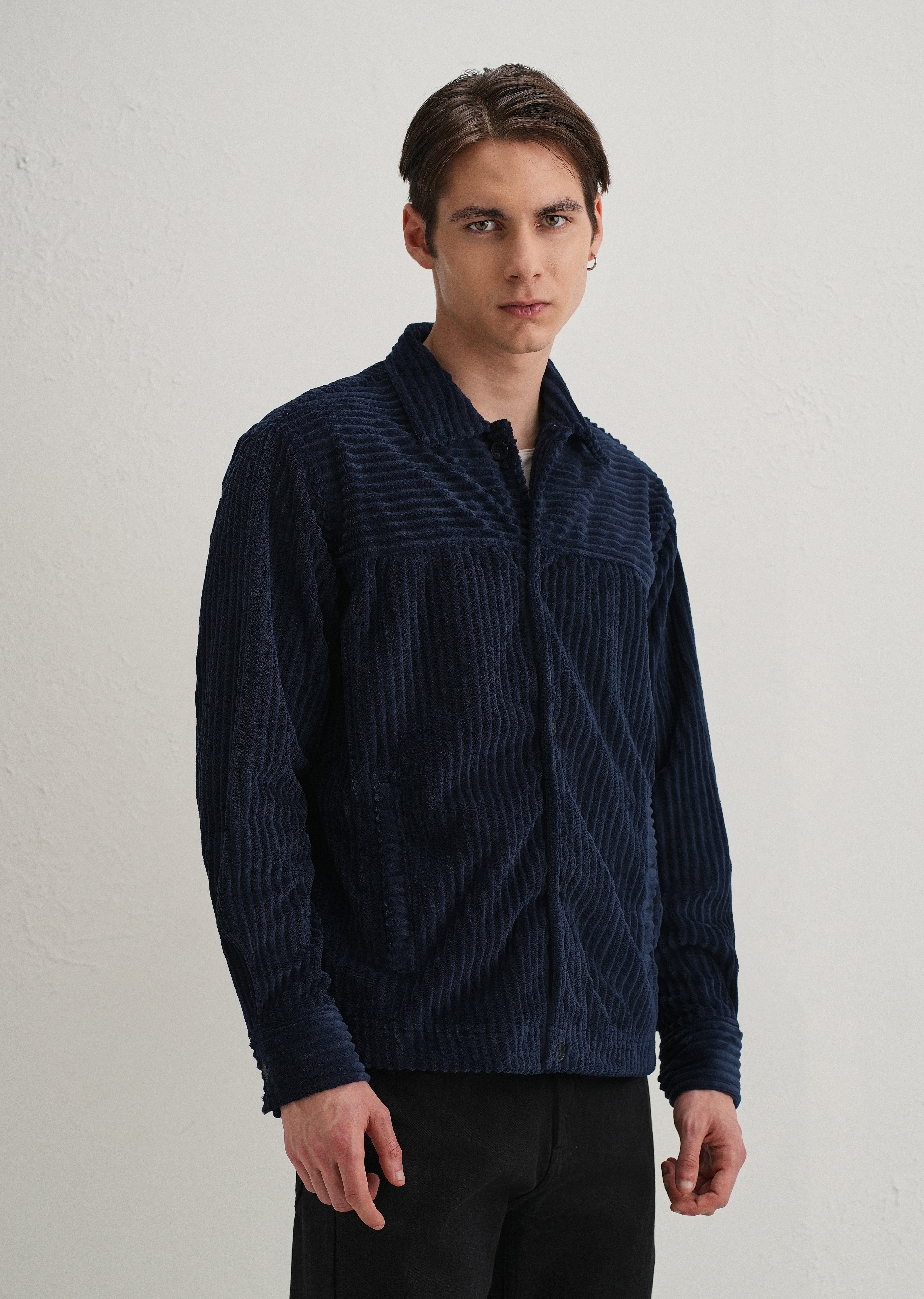 Navy Blue Corduroy Shacket