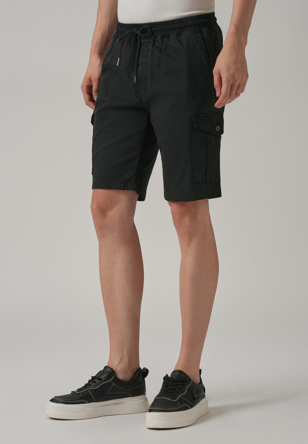 Navy Blue Cotton Cargo Shorts