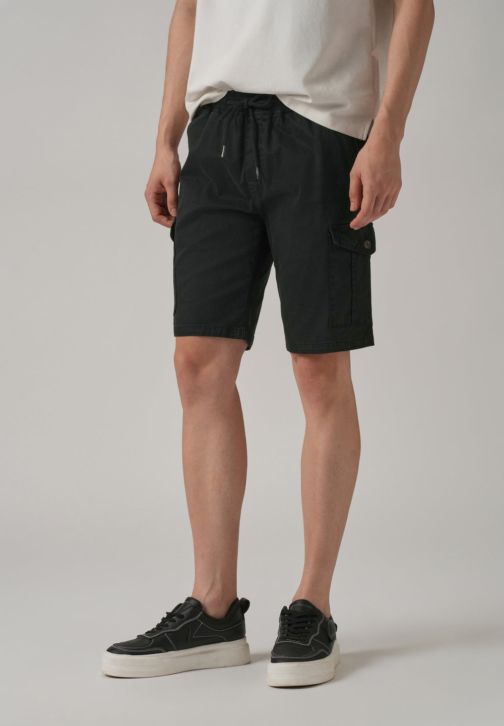 Navy Blue Cotton Cargo Shorts