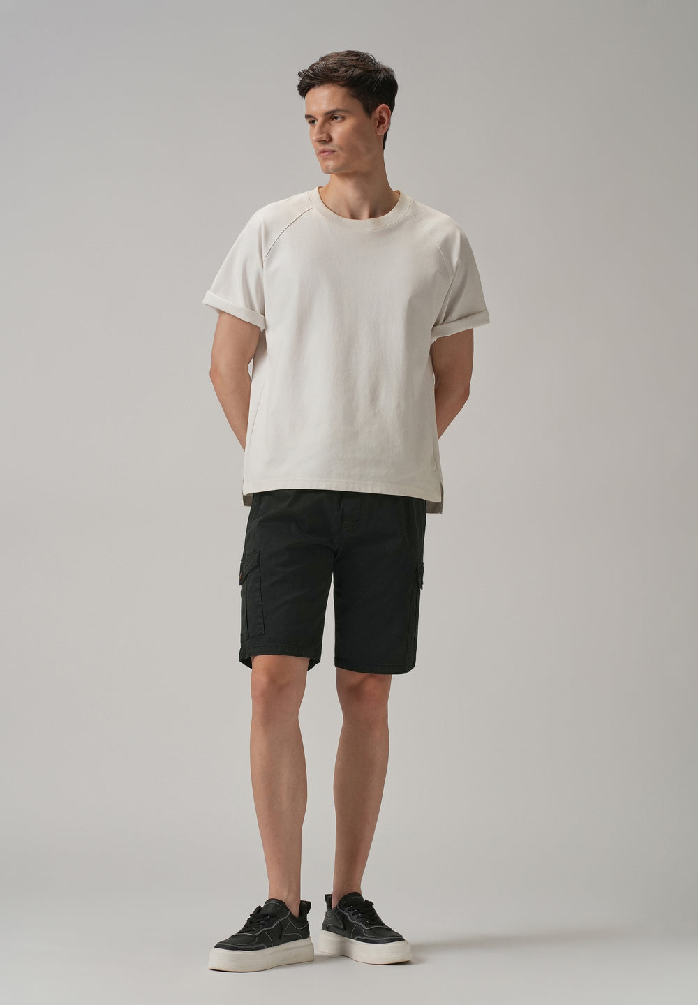 Navy Blue Cotton Cargo Shorts