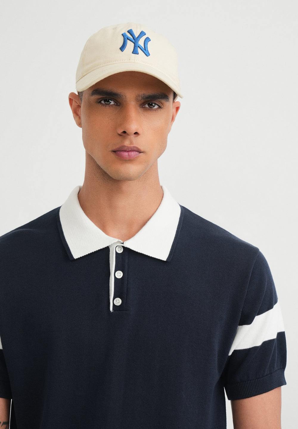 Navy Blue Cotton Knitted Polo