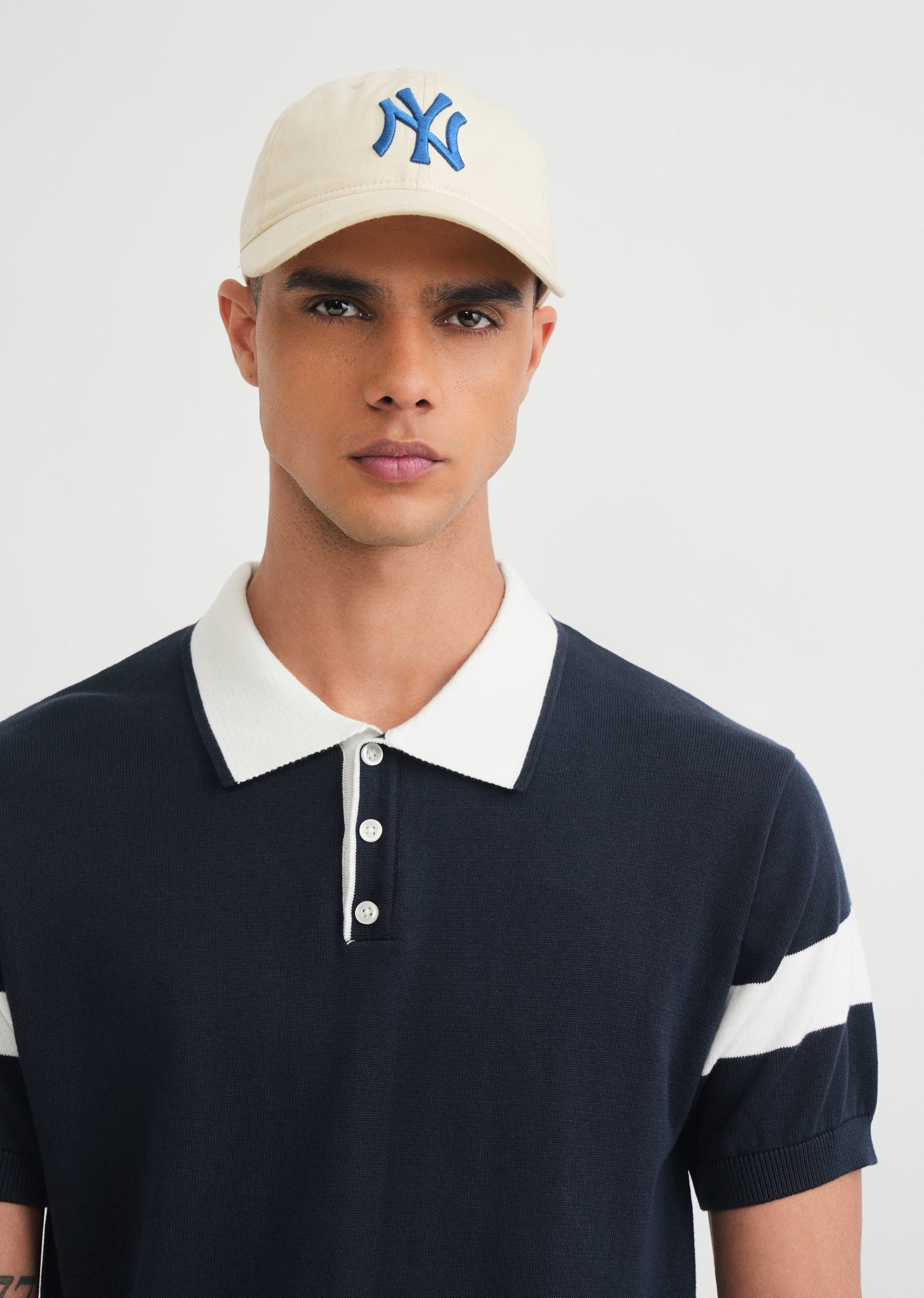 Navy Blue Cotton Knitted Polo