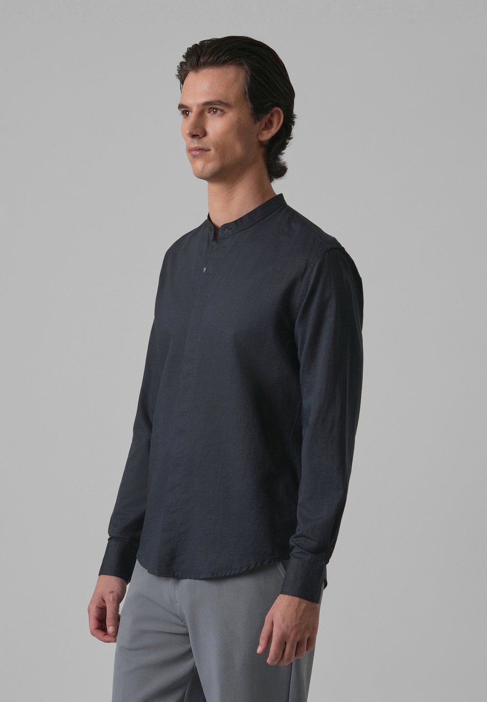 Navy Blue Cotton Linen Shirt