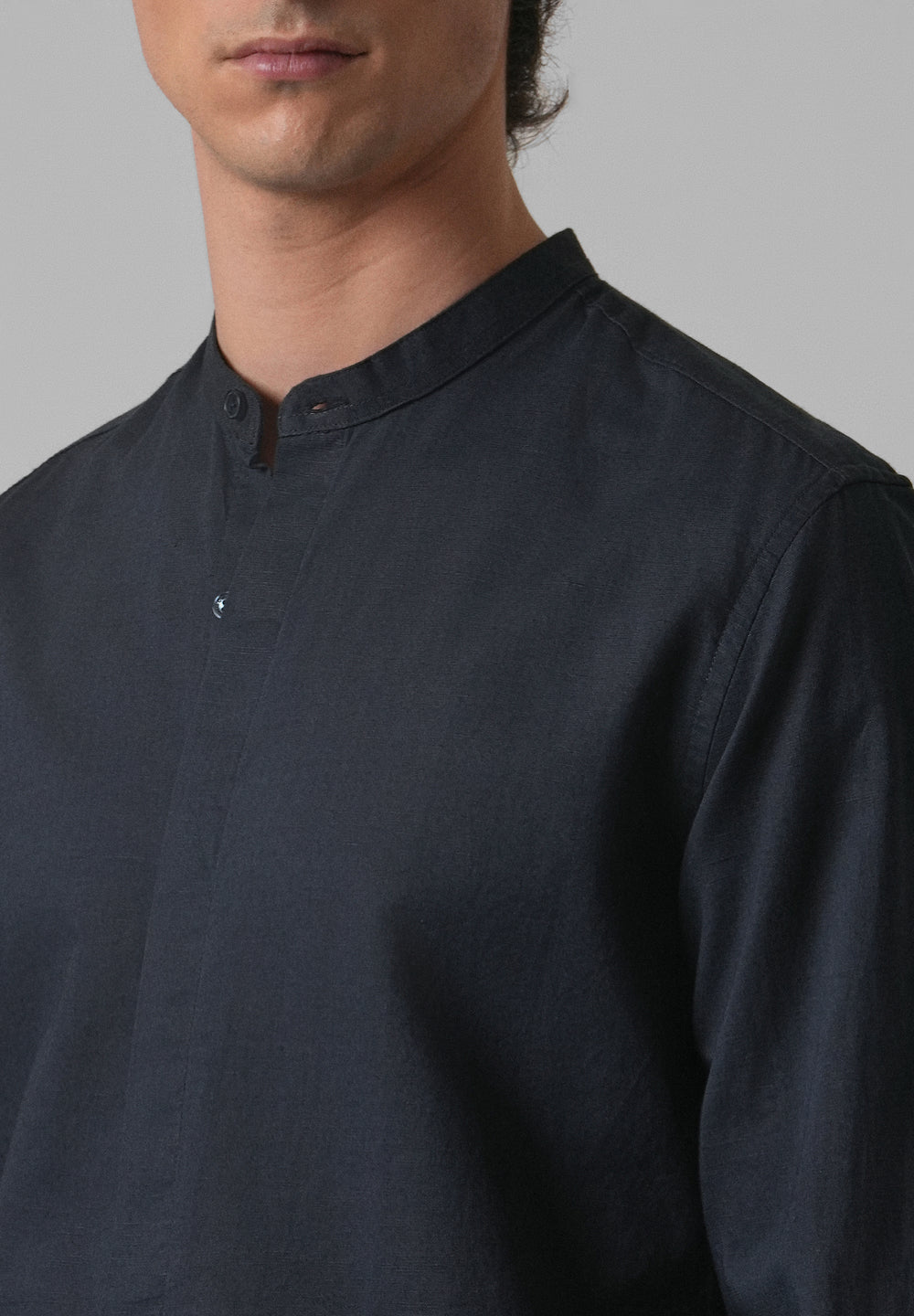 Navy Blue Cotton Linen Shirt