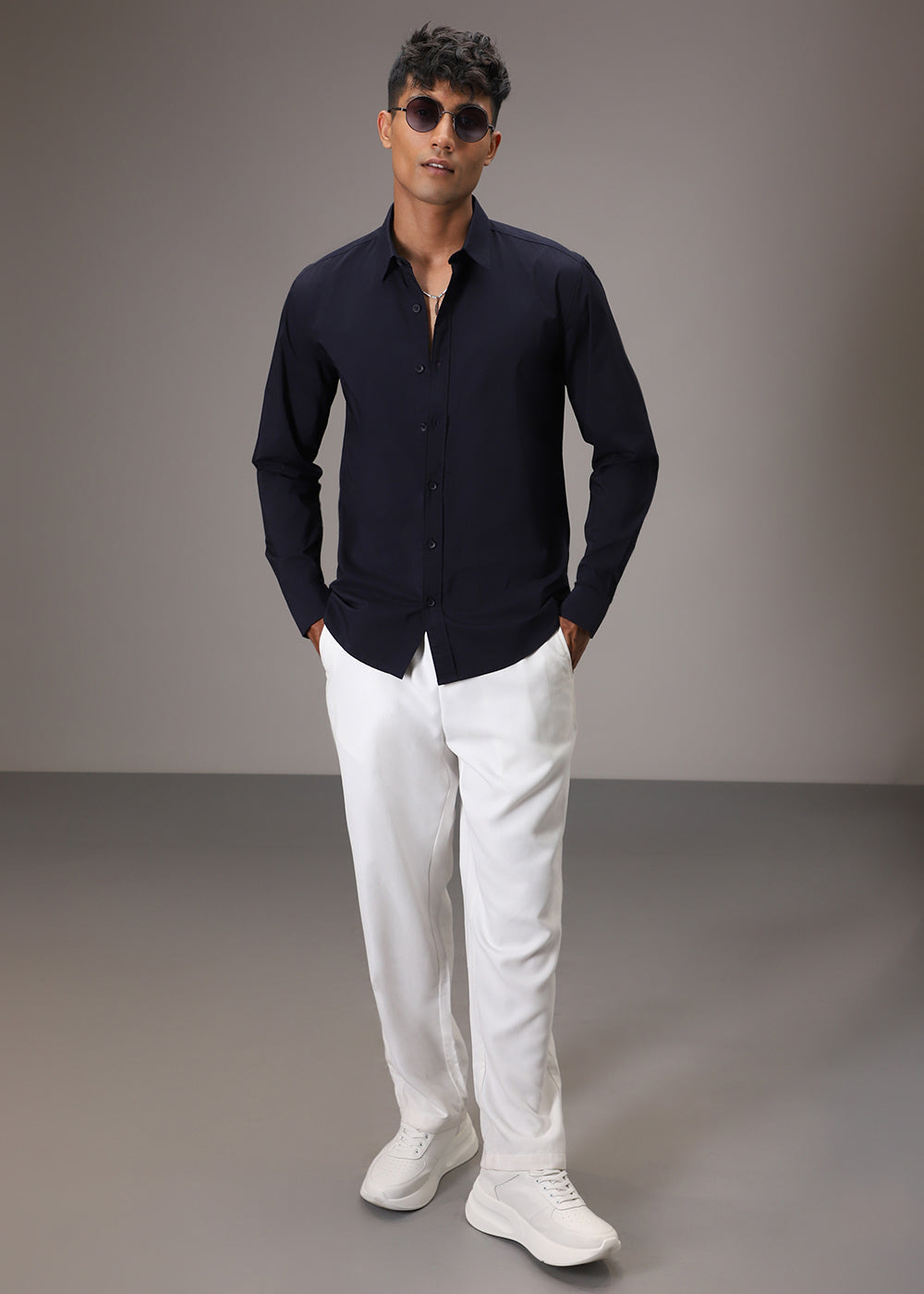 Navy Blue Cotton Shirt