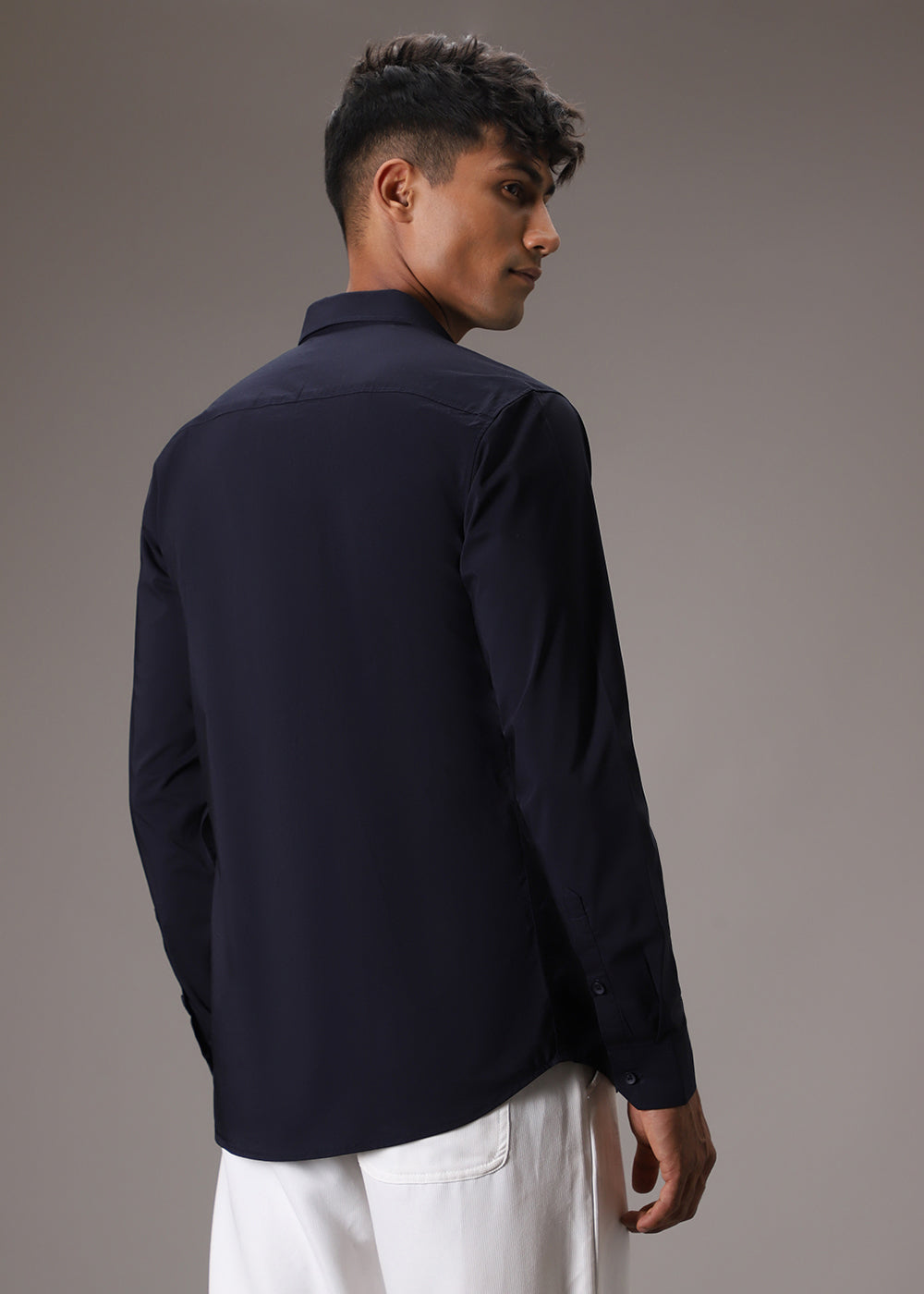 Navy Blue Cotton Shirt