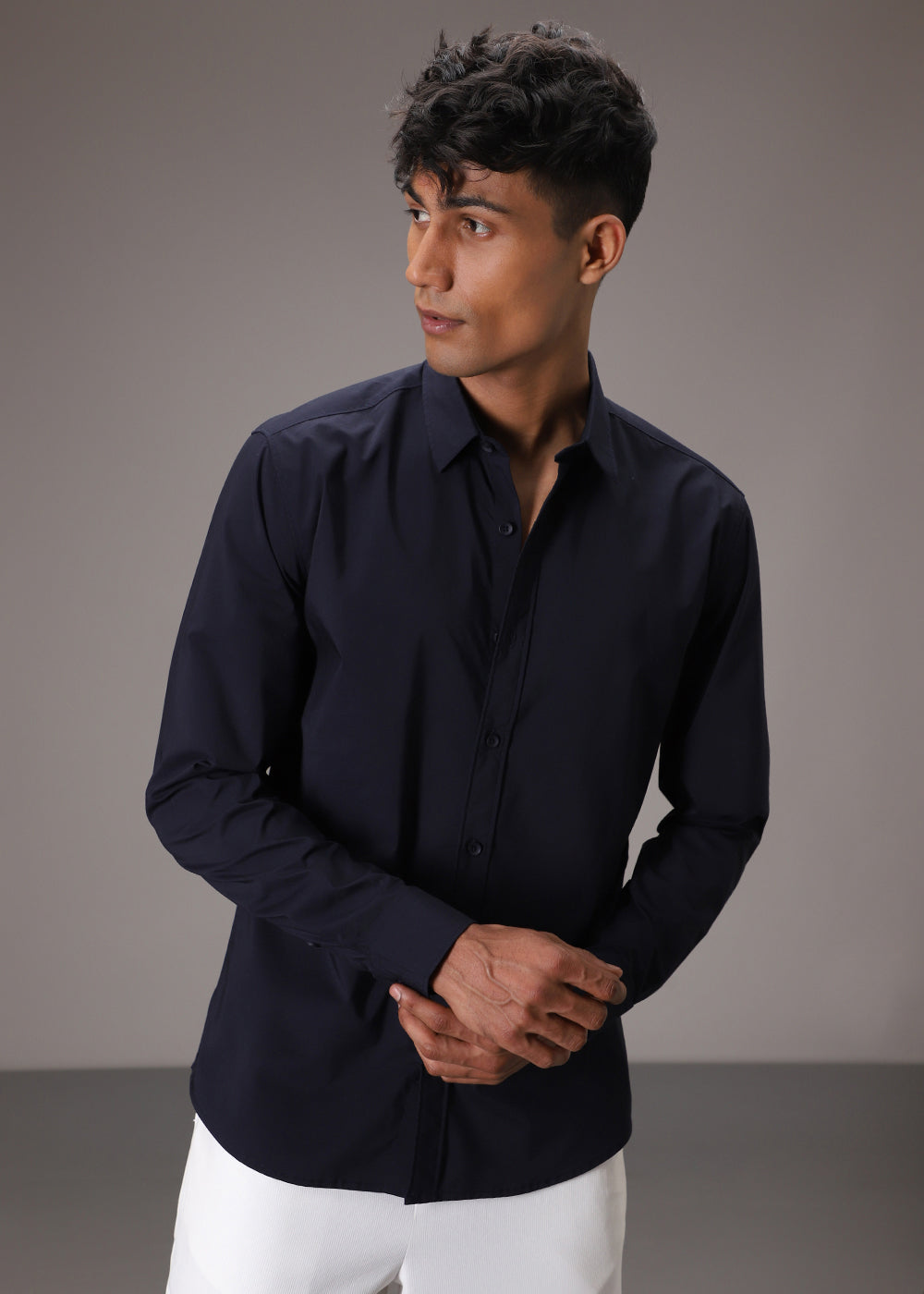 Navy Blue Cotton Shirt