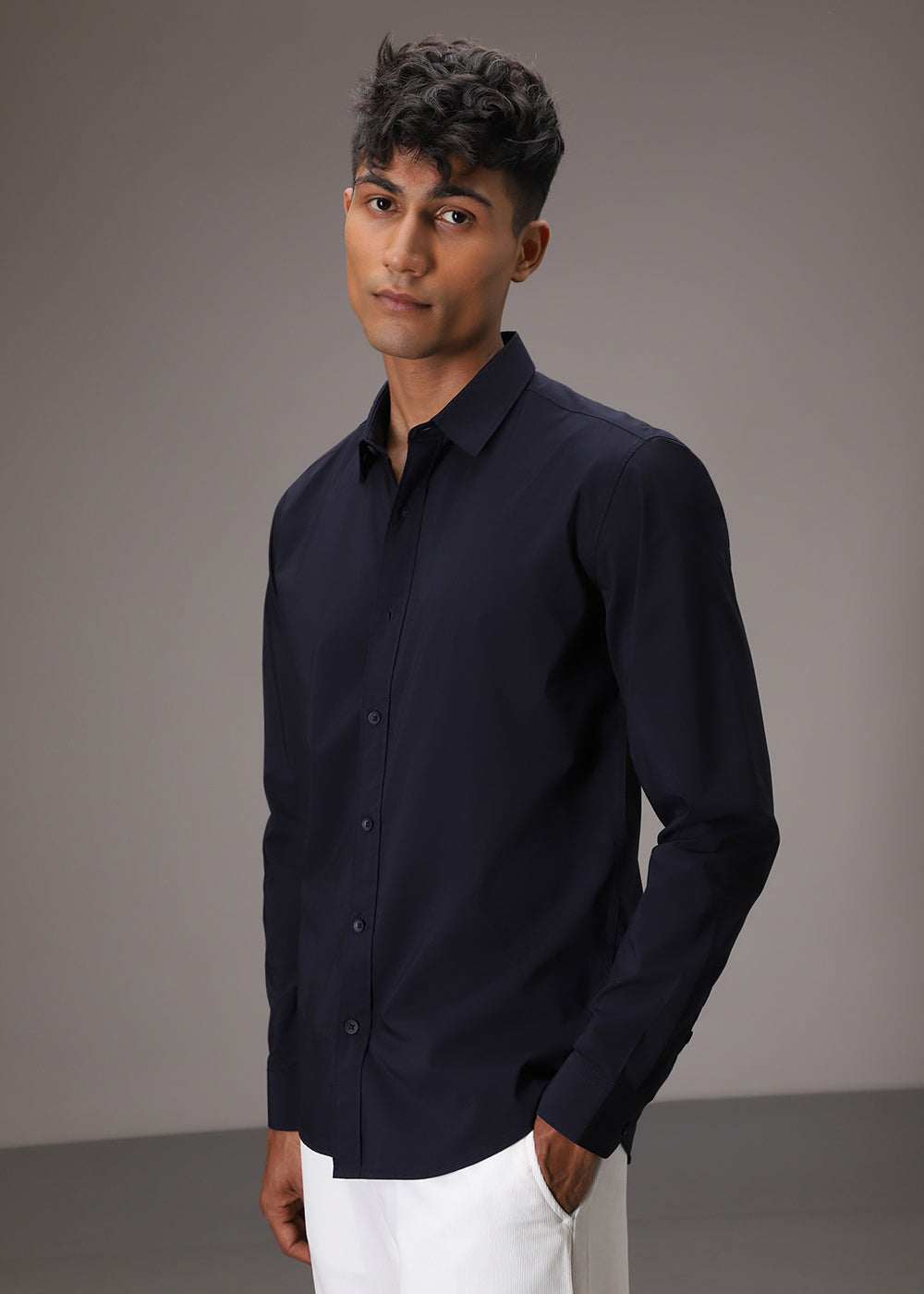 Navy Blue Cotton Shirt