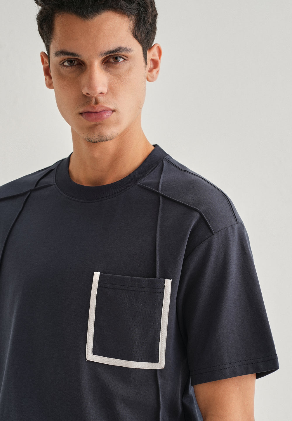 Navy Blue Cut & Sew Oversized T-shirt