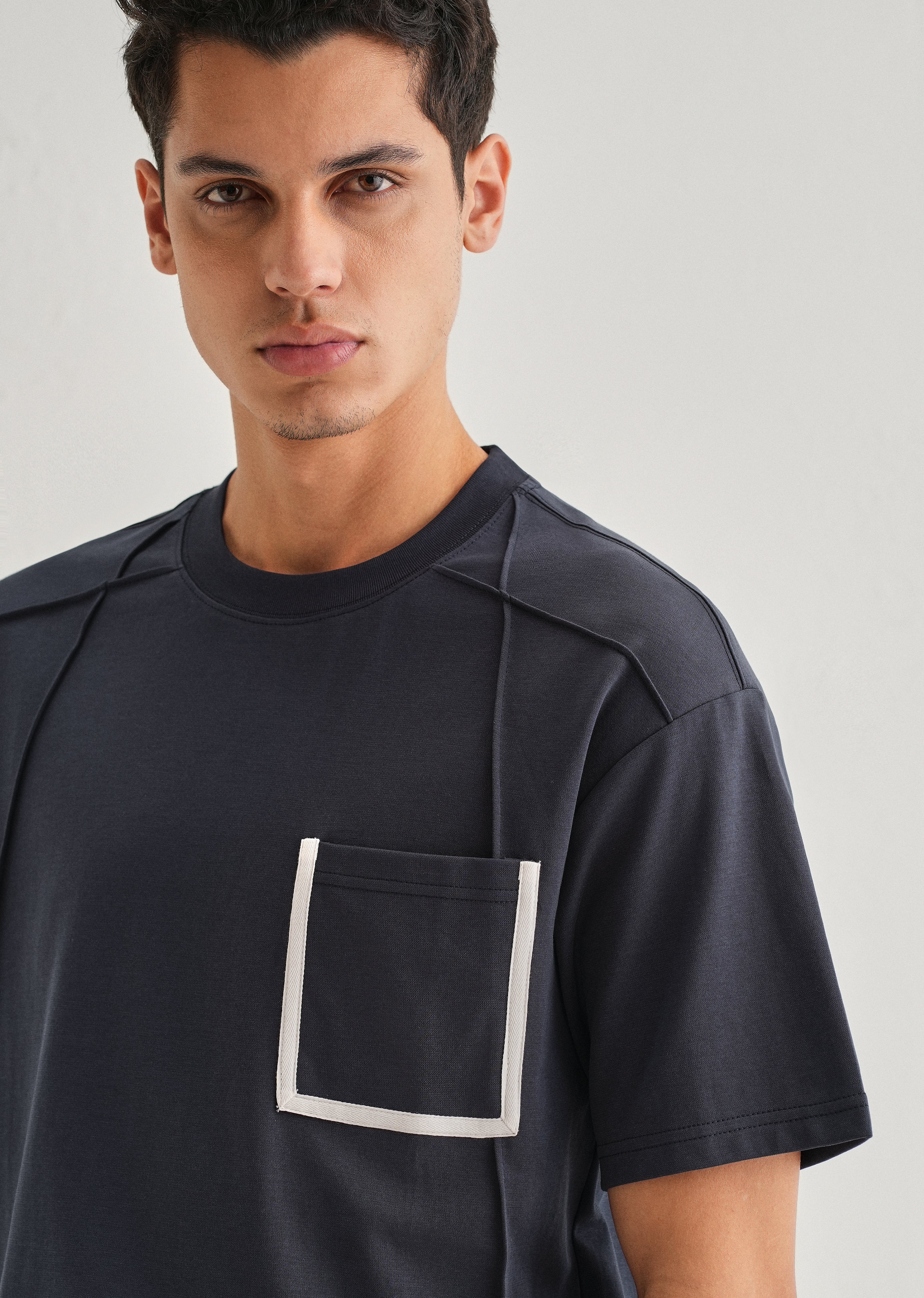 Navy Blue Cut & Sew Oversized T-shirt