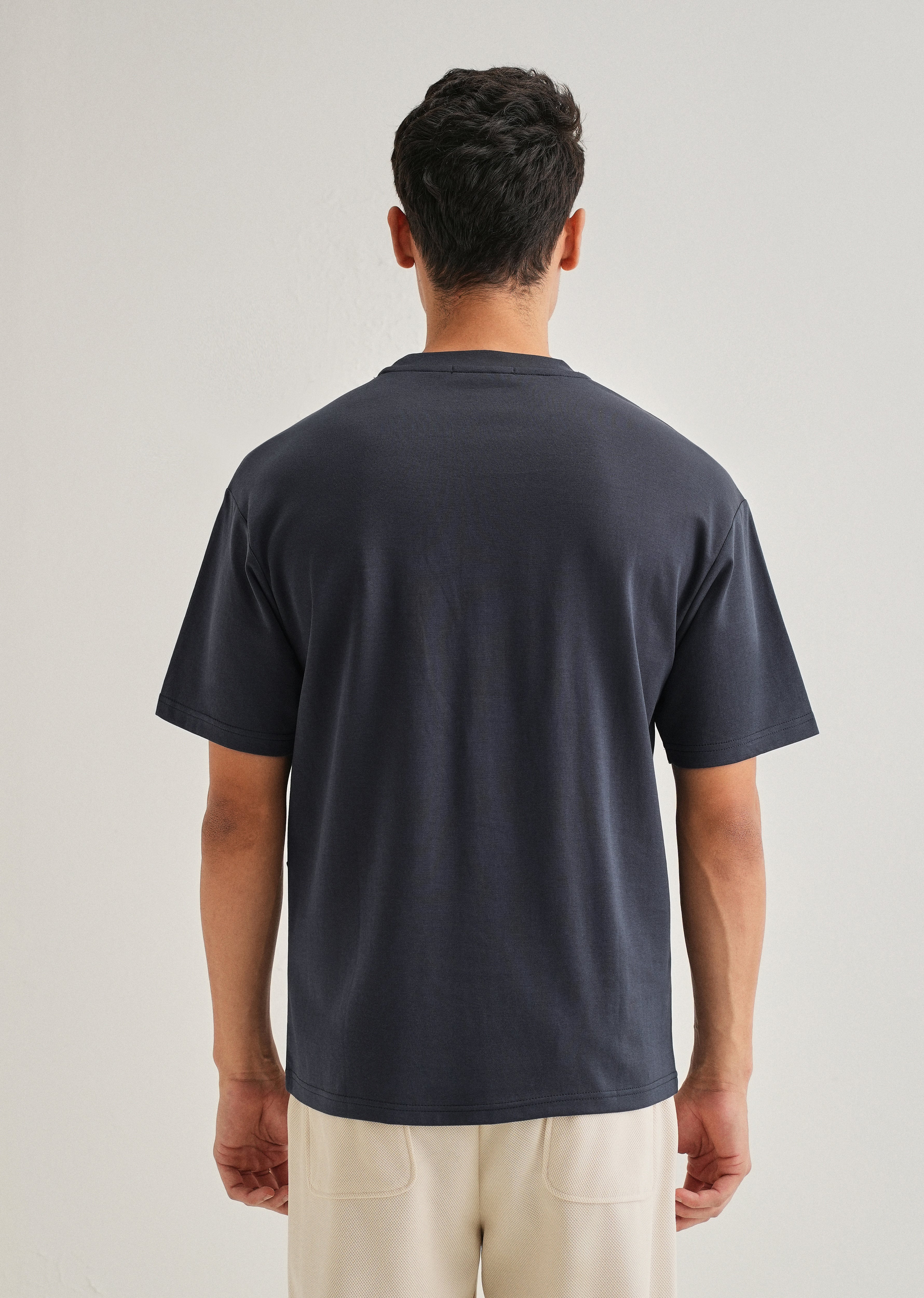 Navy Blue Cut & Sew Oversized T-shirt