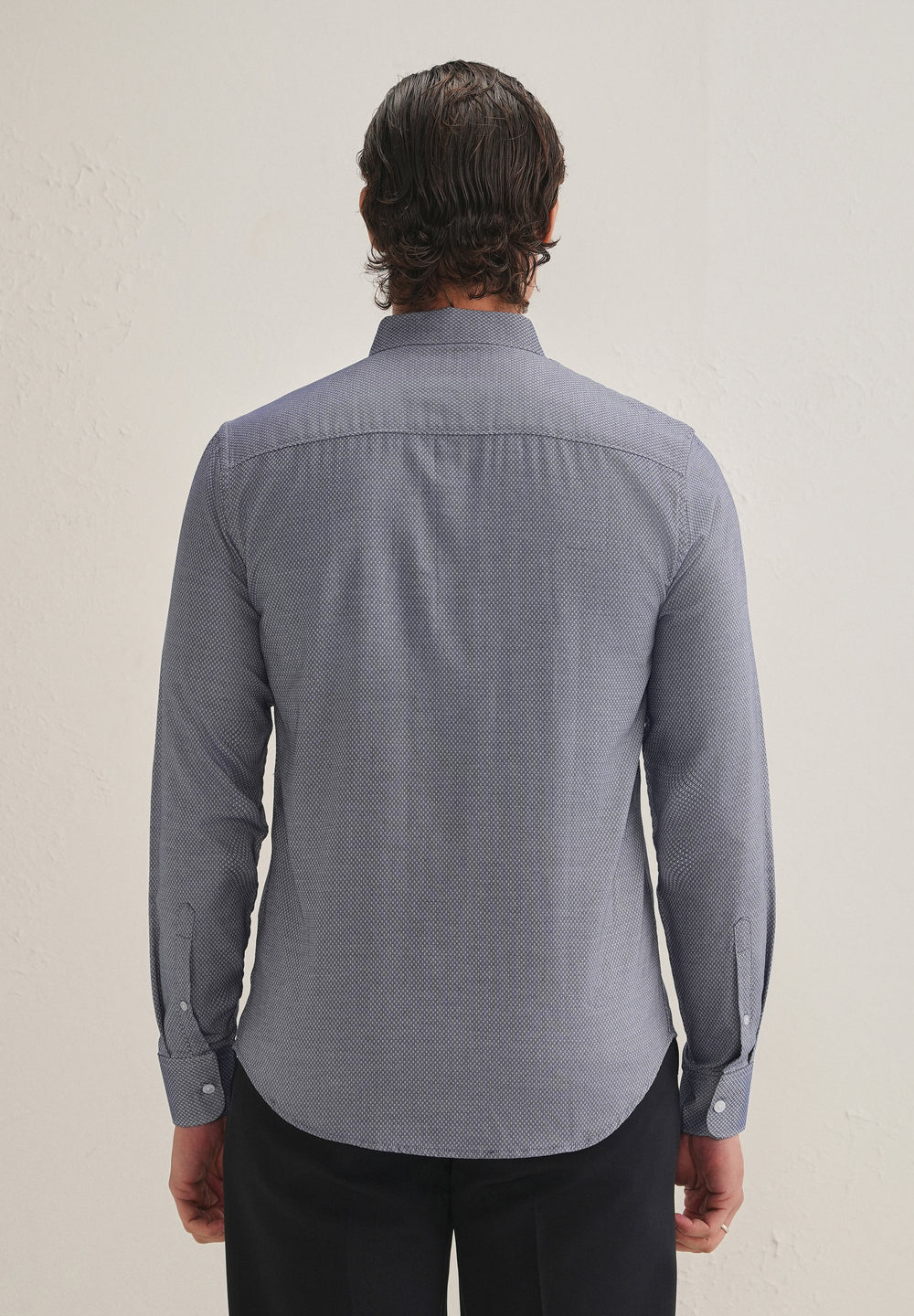 Navy Blue Dobby Micro-Diamond Shirt