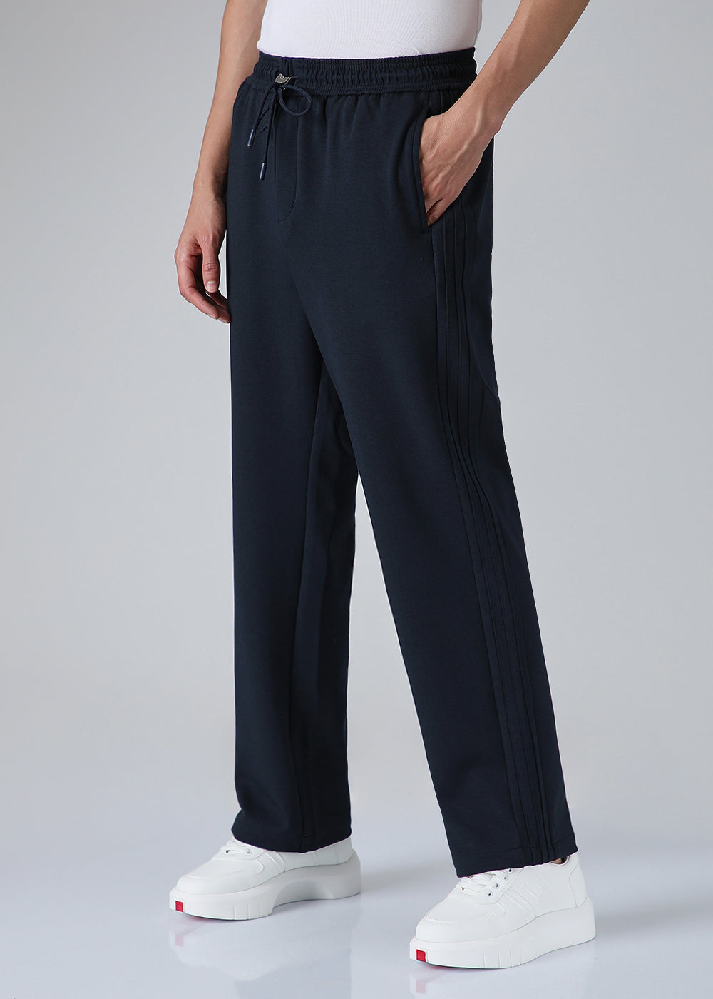 Navy Blue Drawstring Korean Pant