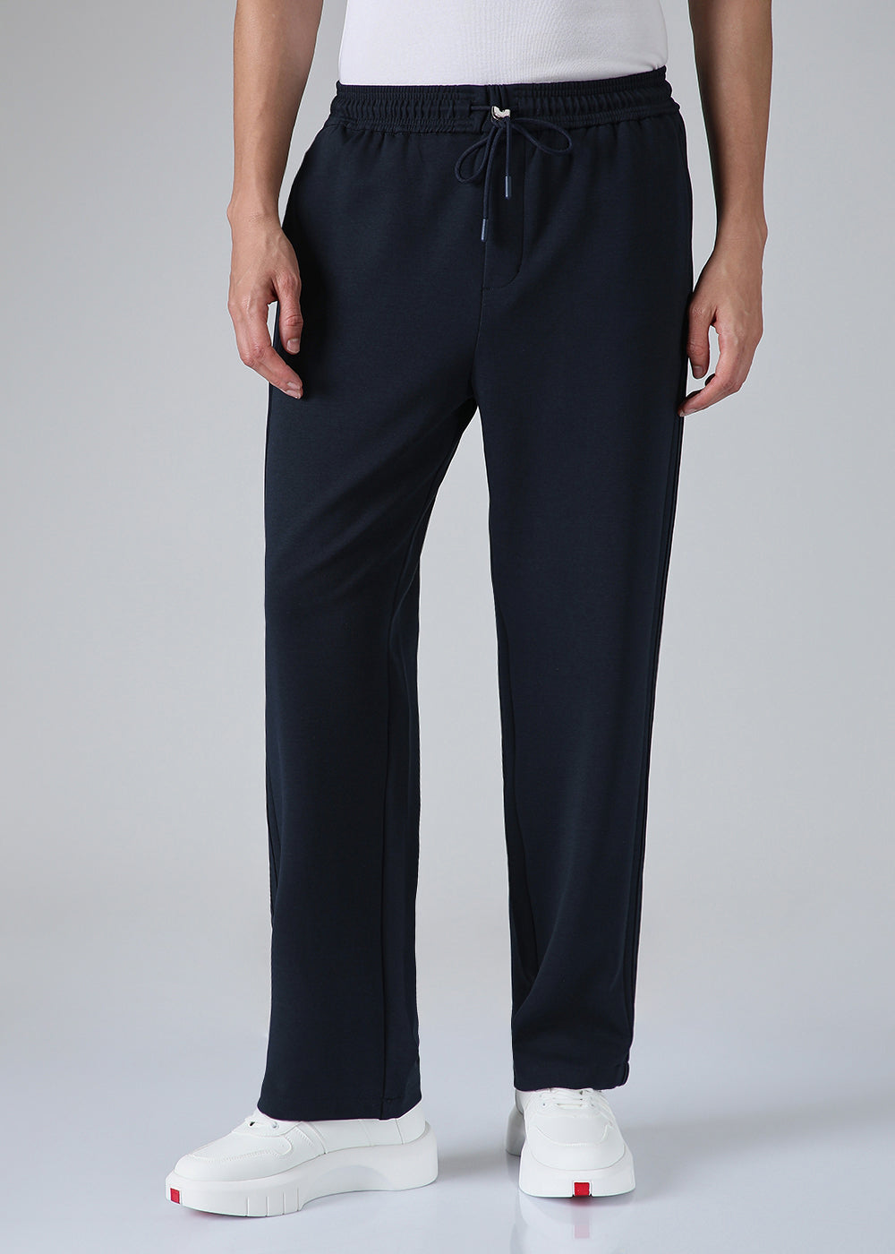 Navy Blue Drawstring Korean Pant