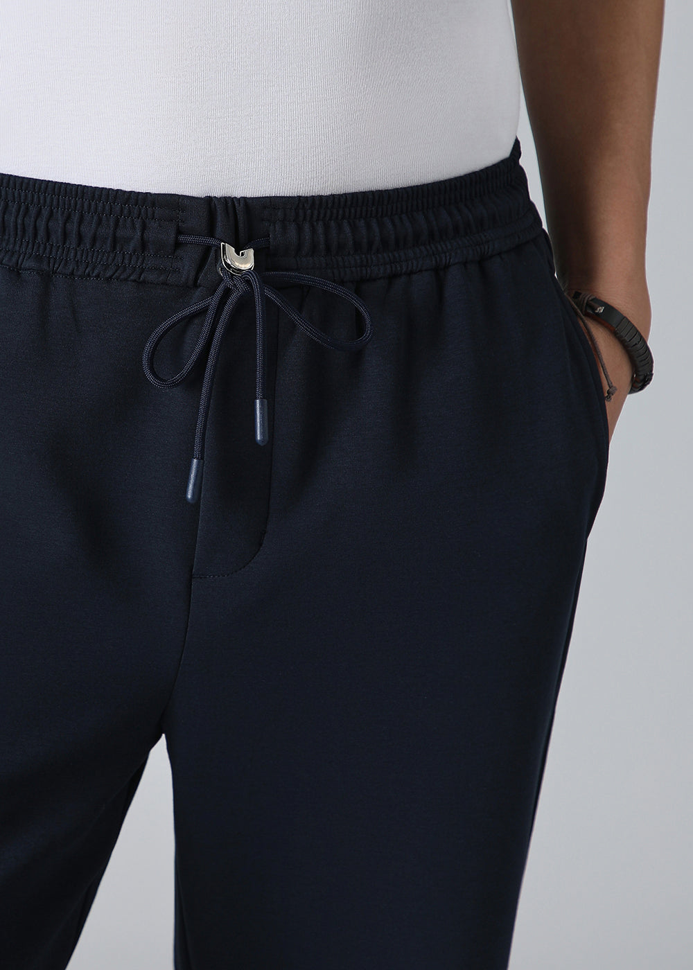 Navy Blue Drawstring Korean Pant