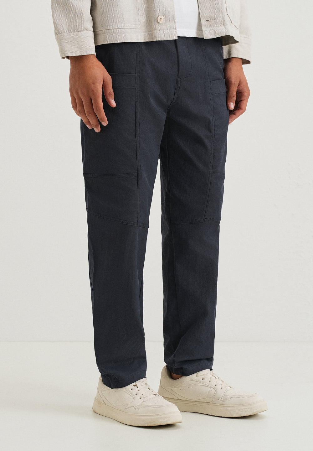 Navy Blue Drawstring Panel Cargo
