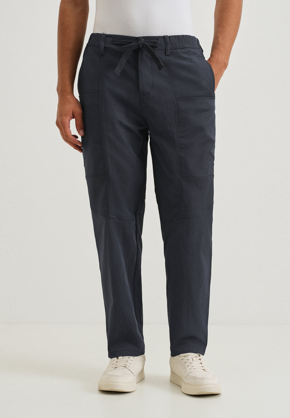 Navy Blue Drawstring Panel Cargo