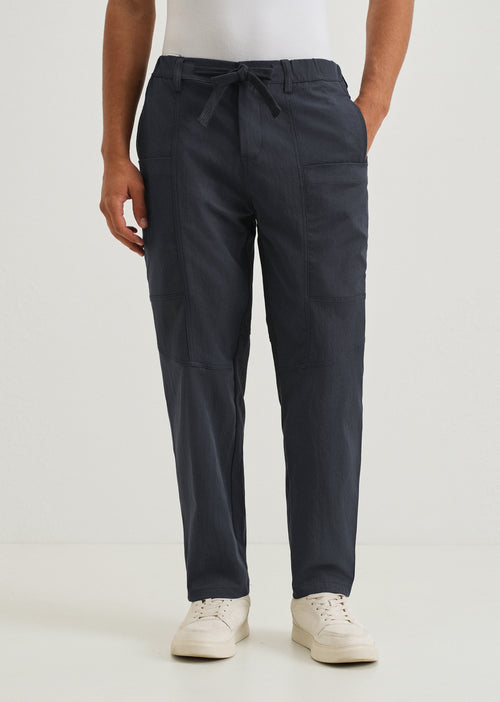 Navy Blue Drawstring Panel Cargo