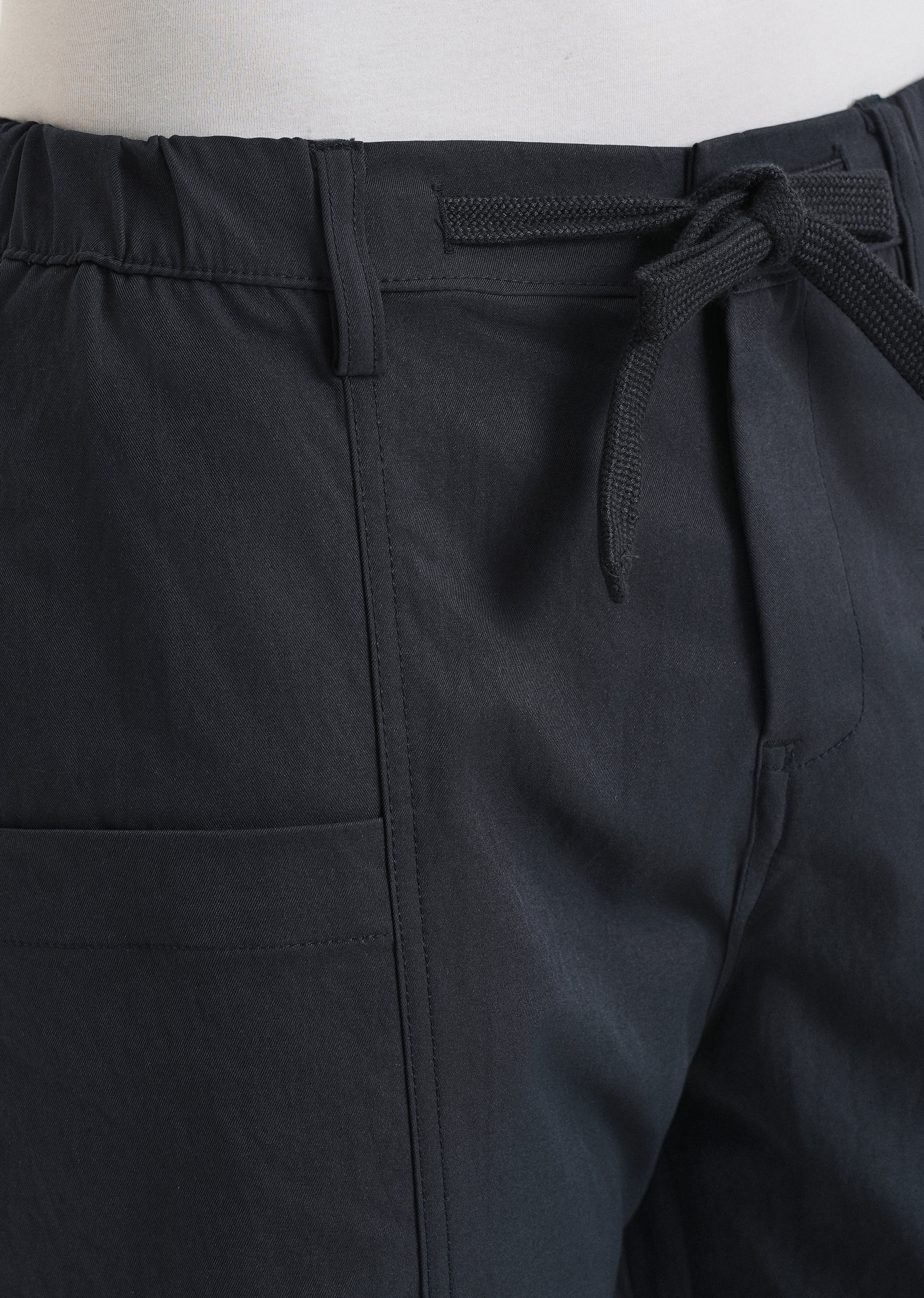 Navy Blue Drawstring Panel Cargo