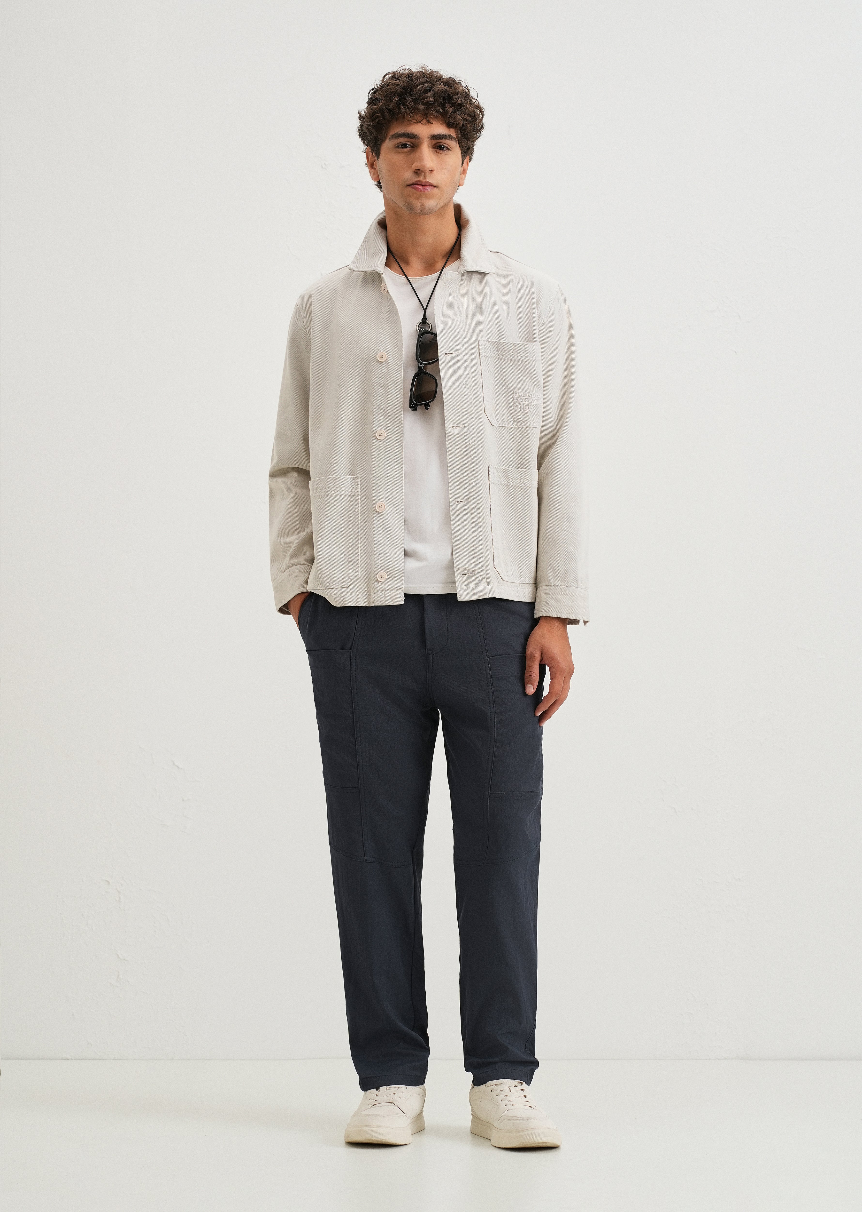 Navy Blue Drawstring Panel Cargo