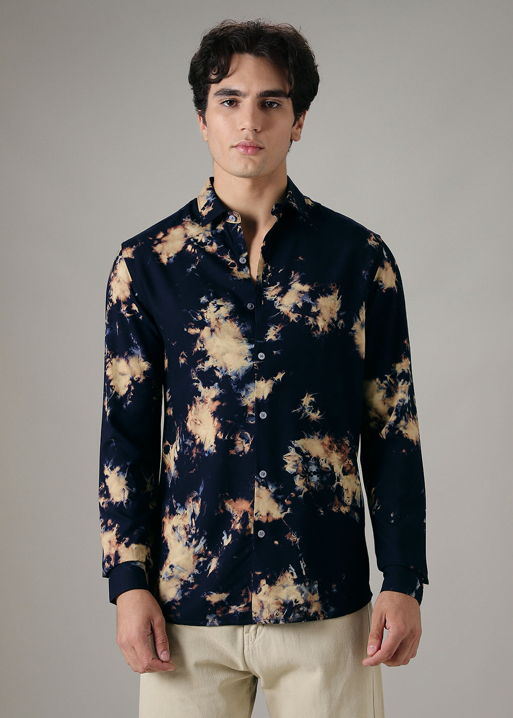 Navy Blue Dye Printed Shirt