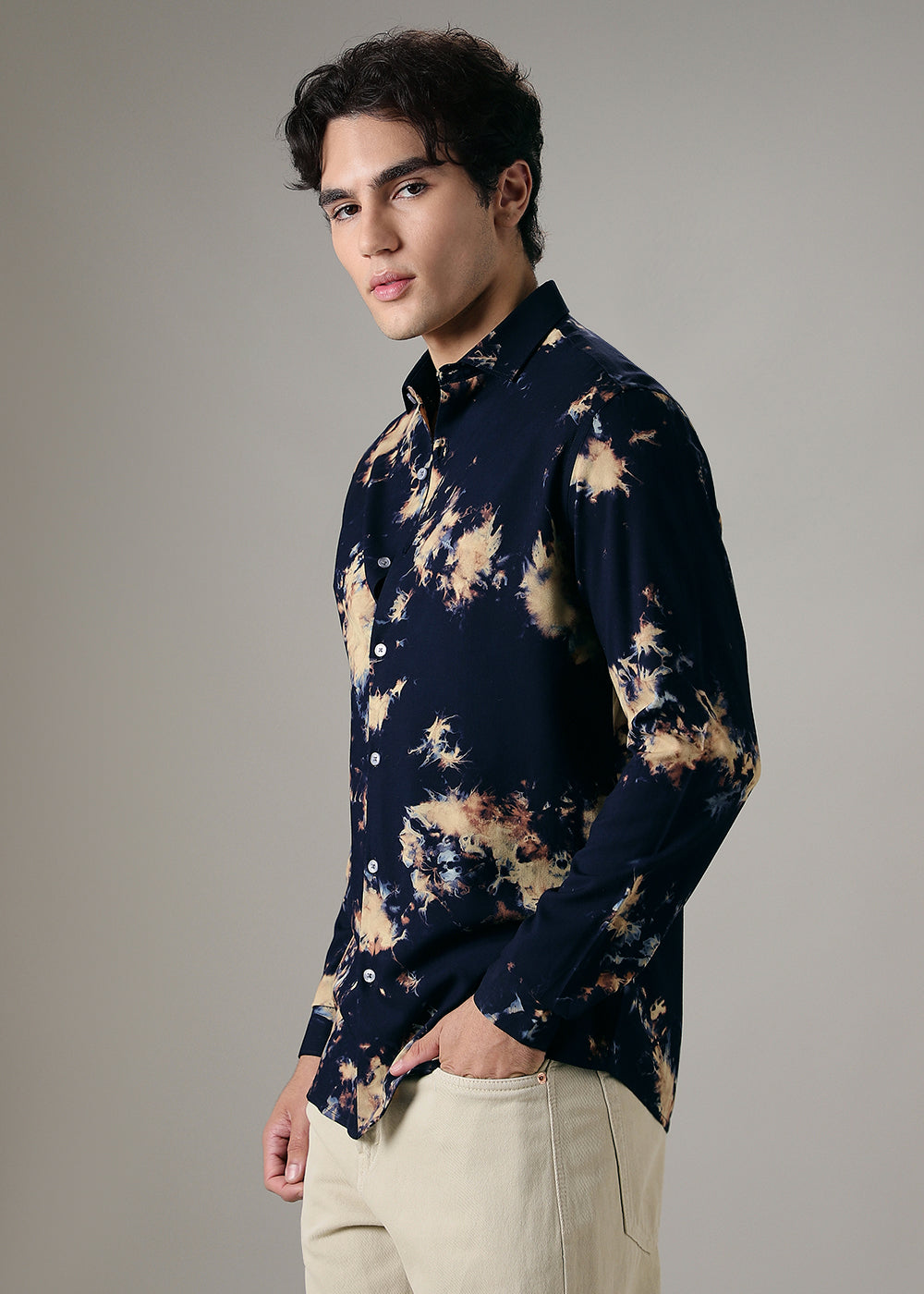 Navy Blue Dye Printed Shirt