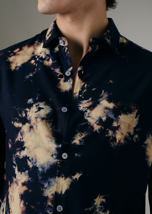 Navy Blue Dye Printed Shirt