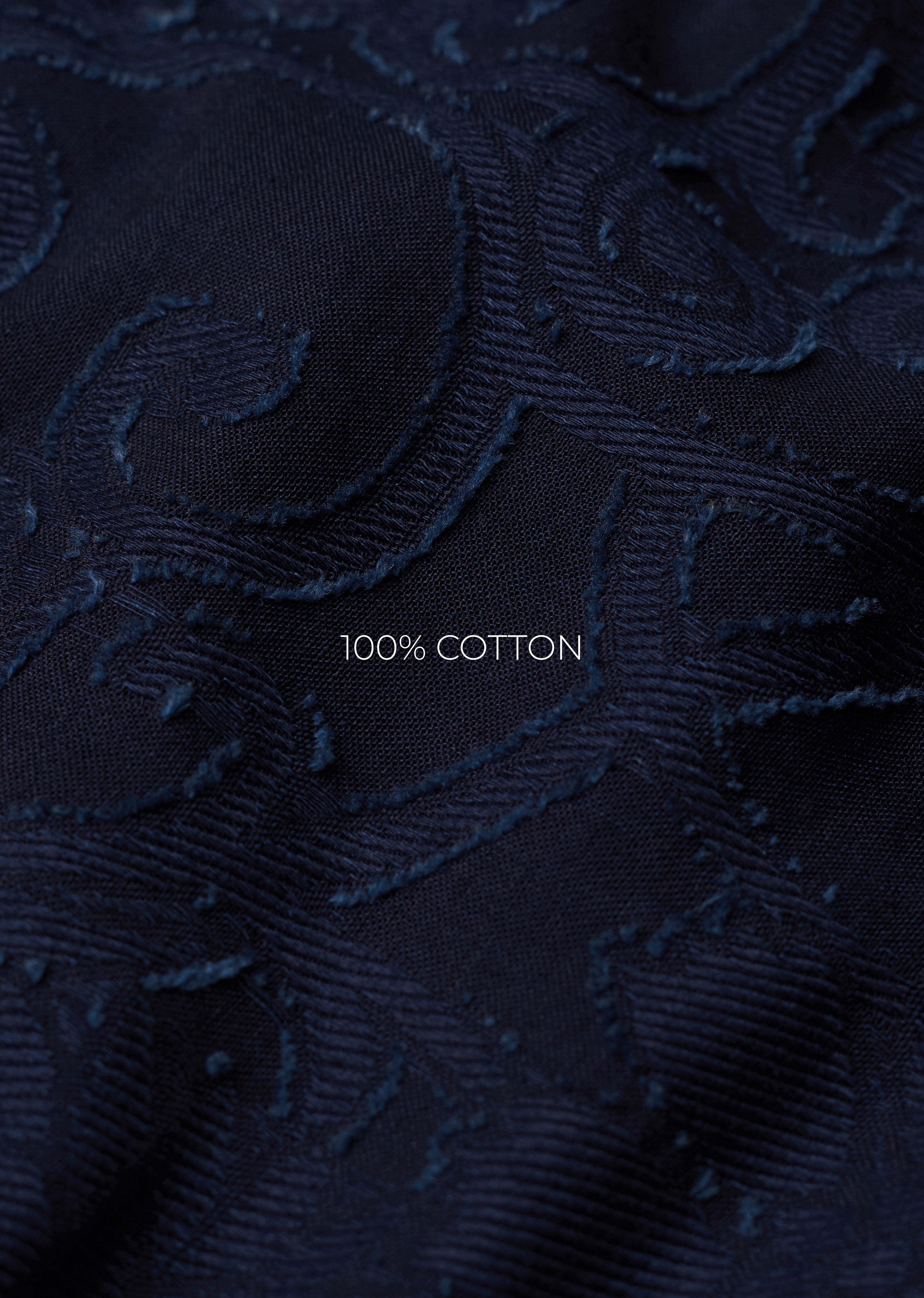 Navy Blue Floral Jacquard Shirt