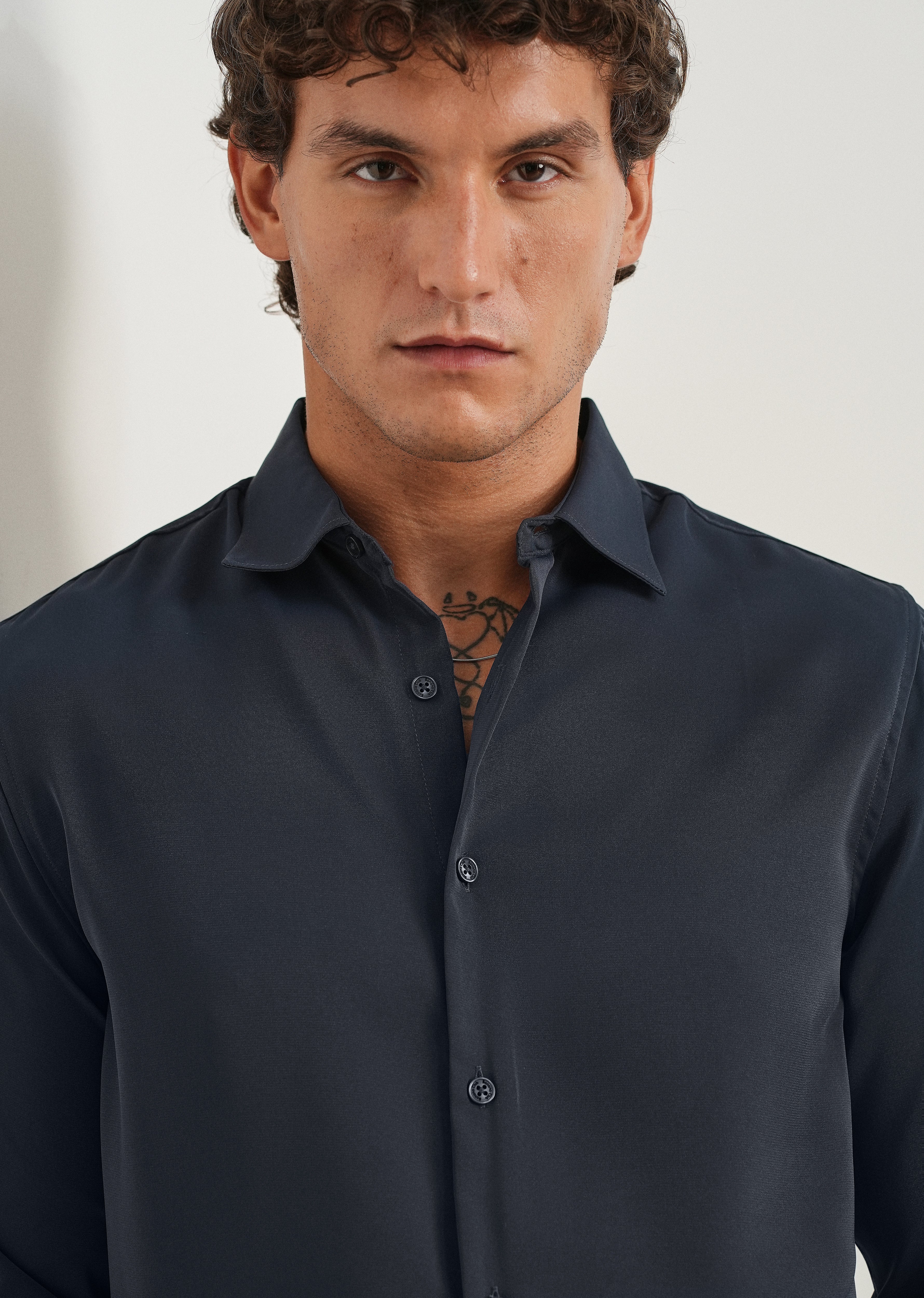 Navy Blue Fluid Soft Shirt