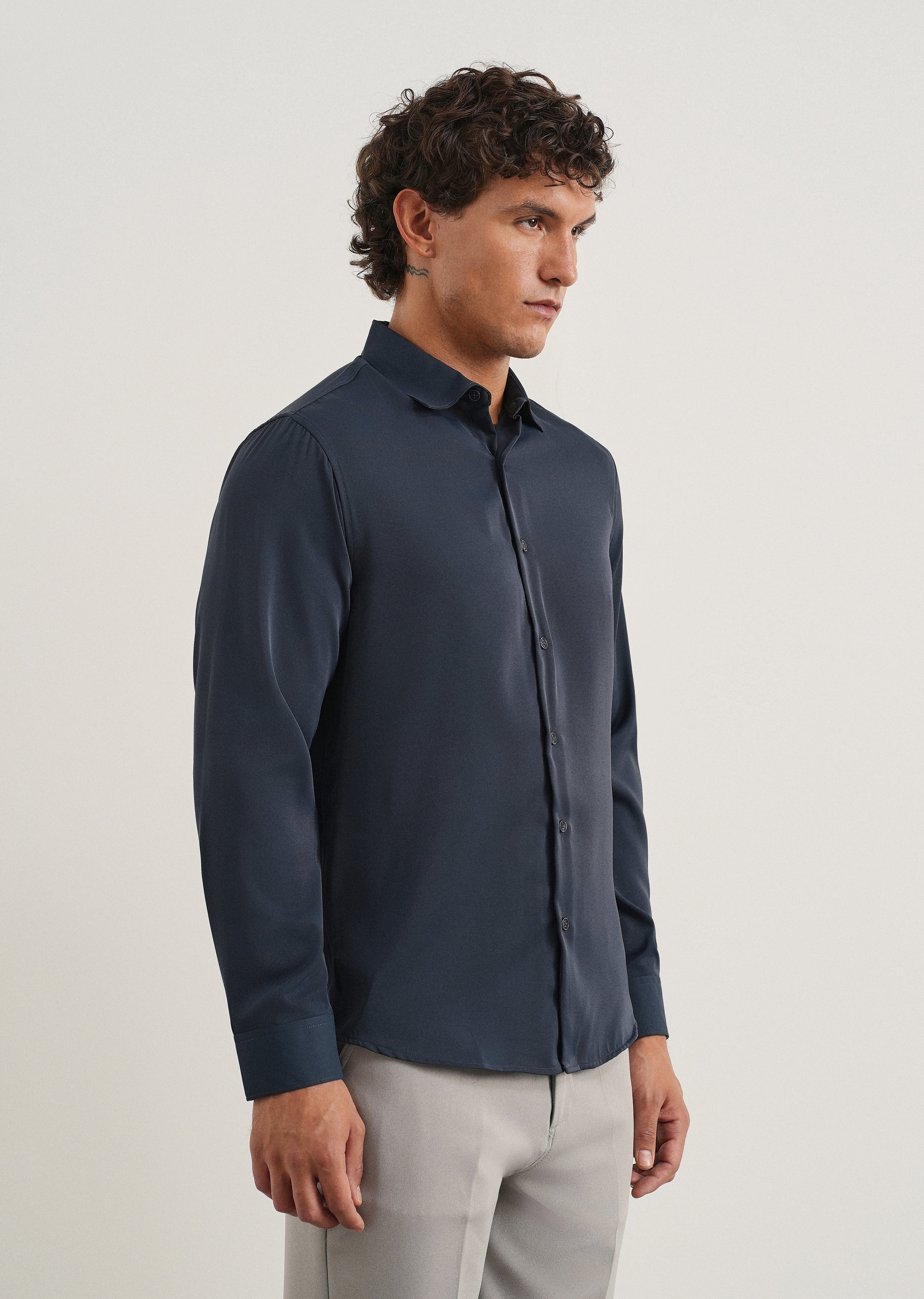 Navy Blue Fluid Soft Shirt