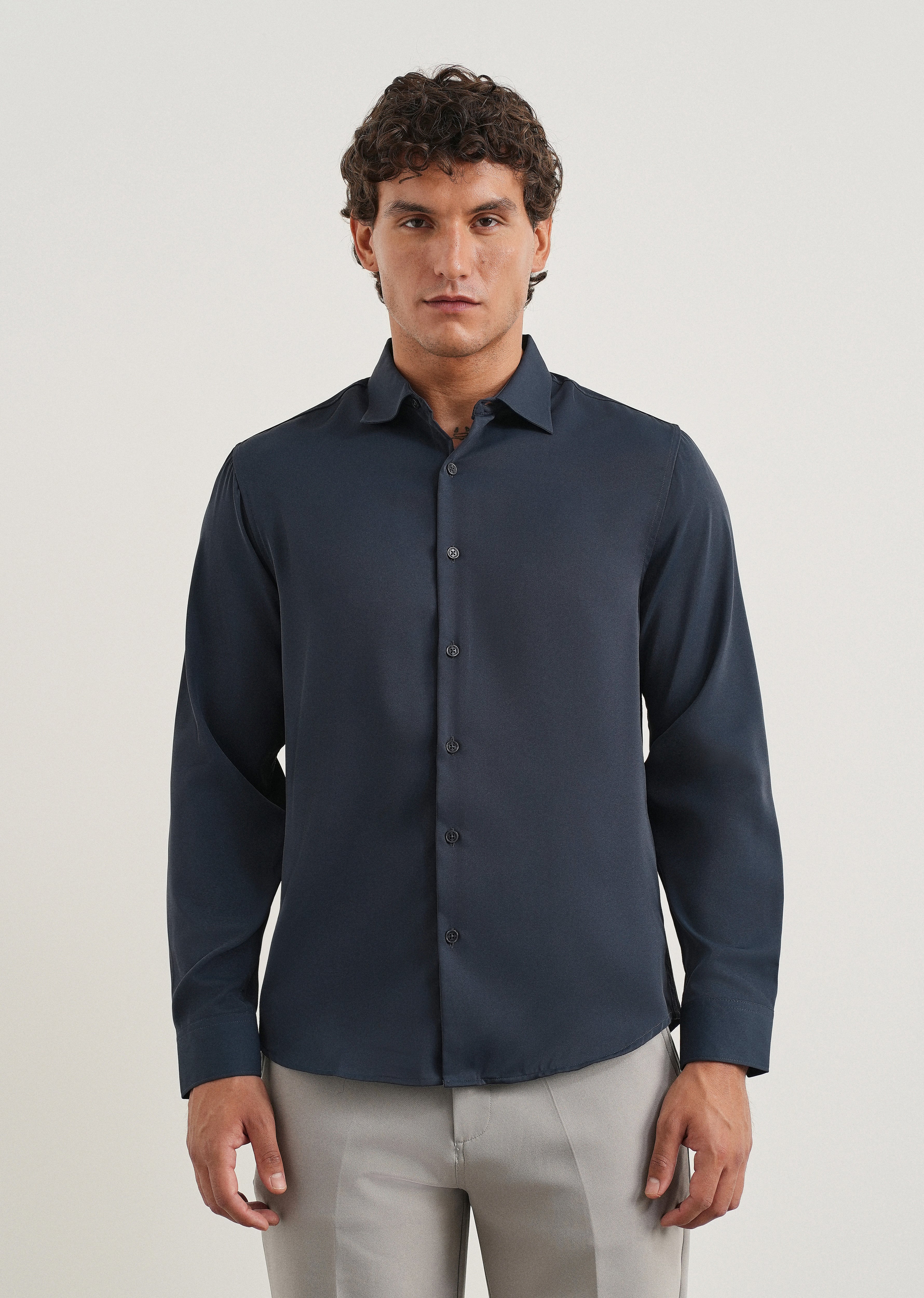 Navy Blue Fluid Soft Shirt