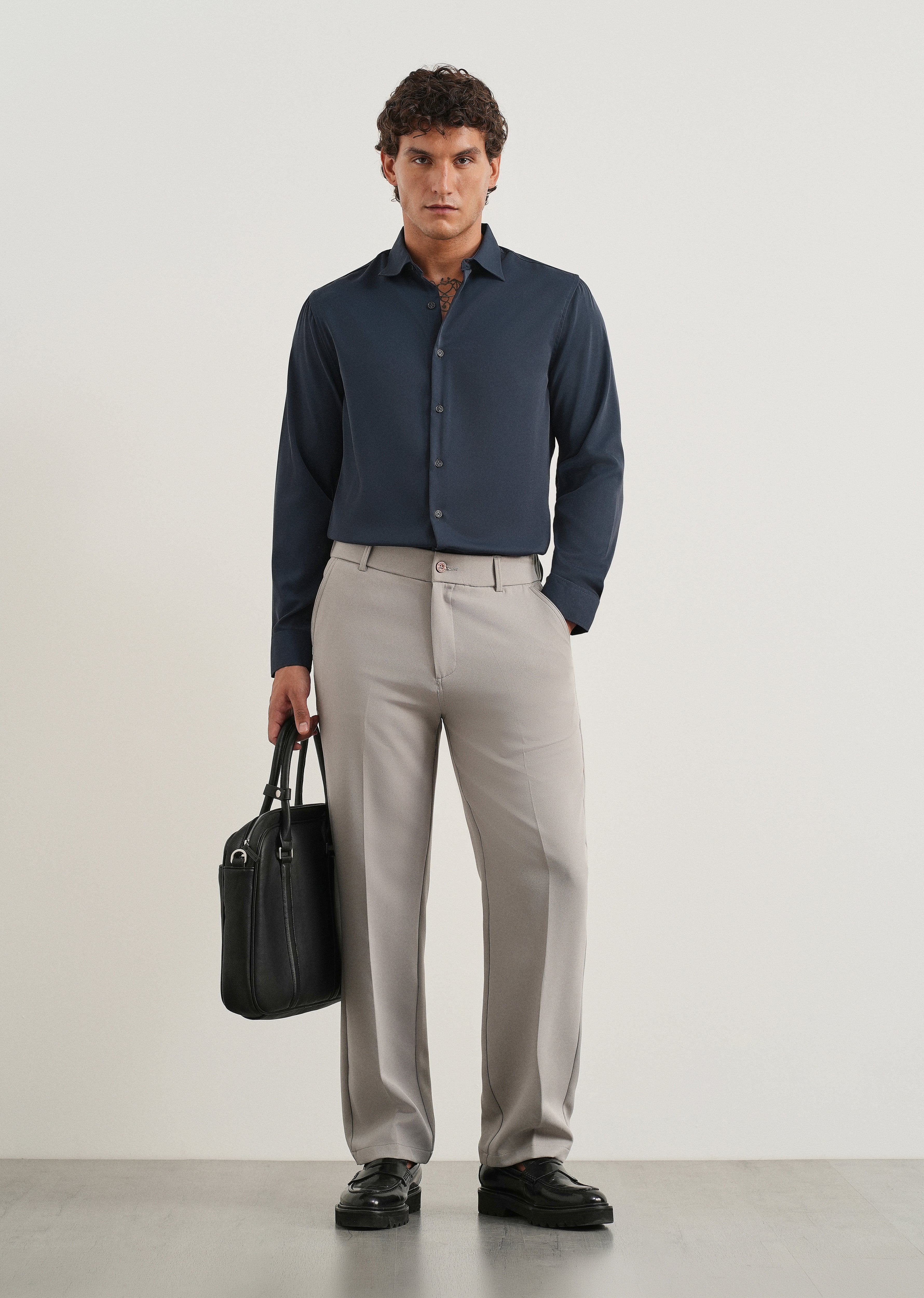 Navy Blue Fluid Soft Shirt