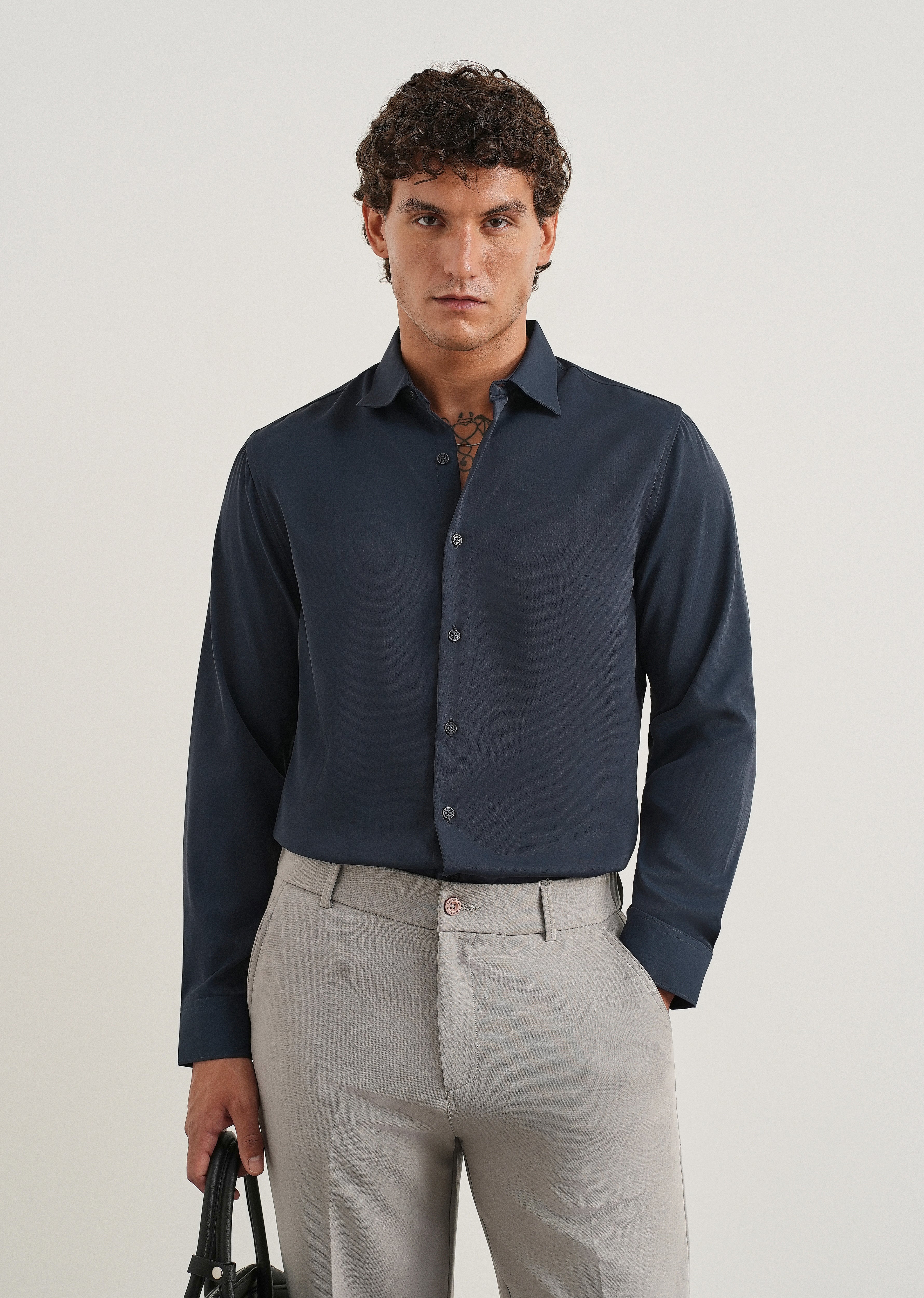 Navy Blue Fluid Soft Shirt
