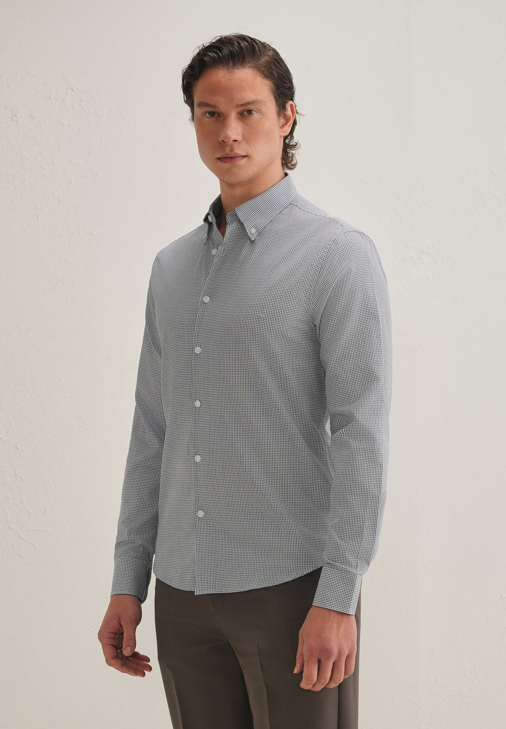 Navy Blue Geometric Dobby Cotton Shirt